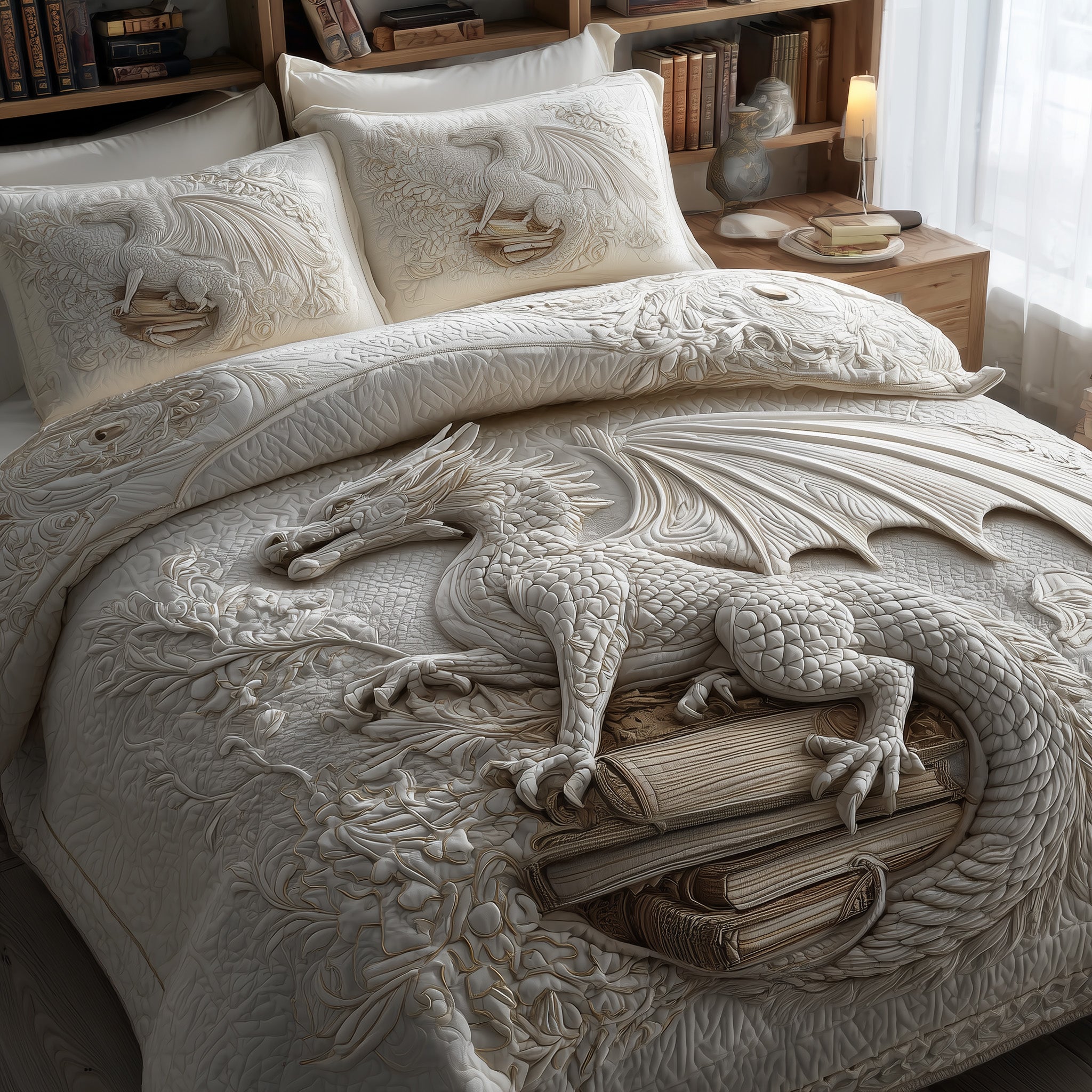 Dragon Quilted Bedding Set King Comforter Sets Dragon Gifts For Him