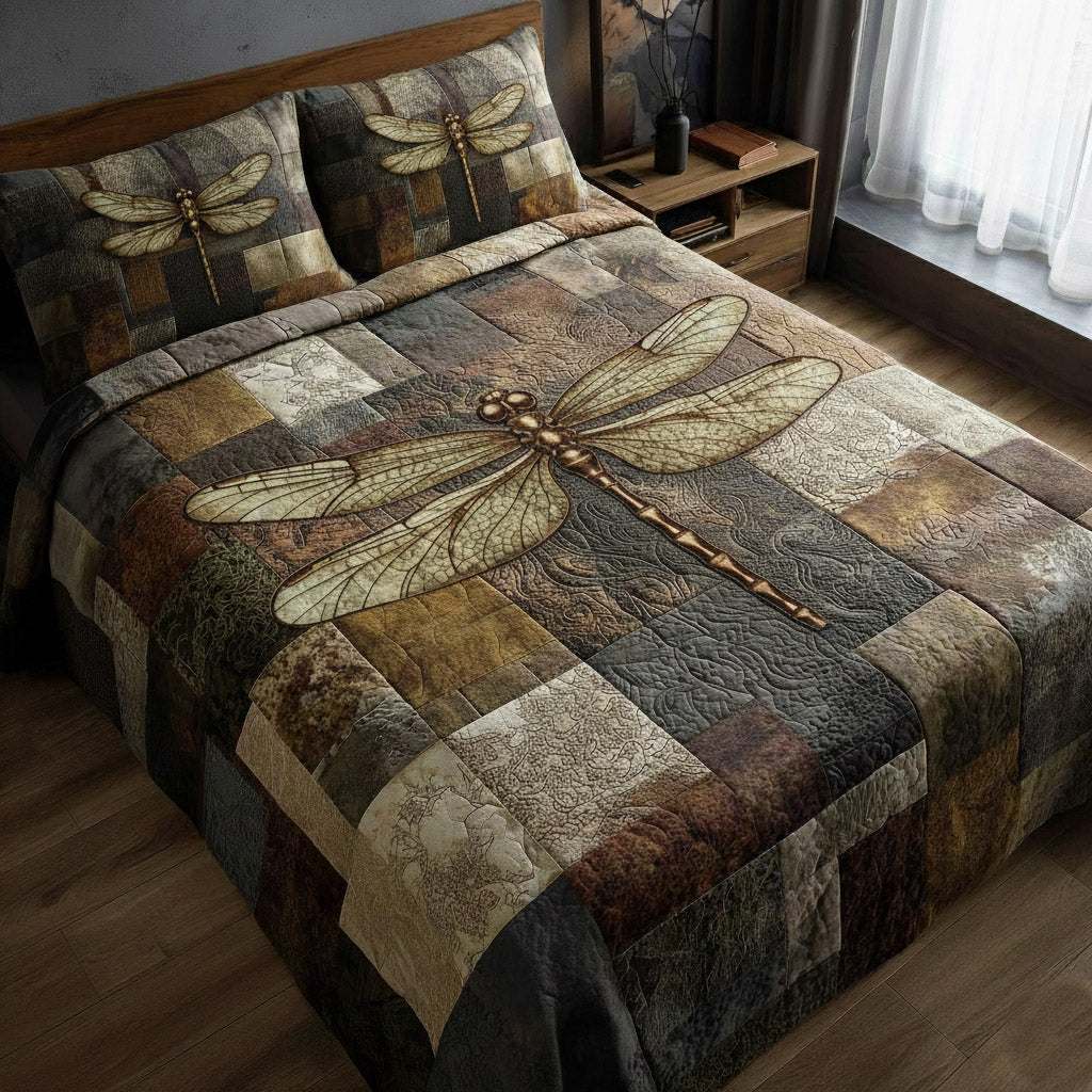 Dragonfly Quilted Bedding Set Best Fitted Sheets Dragonfly Gift For Adults