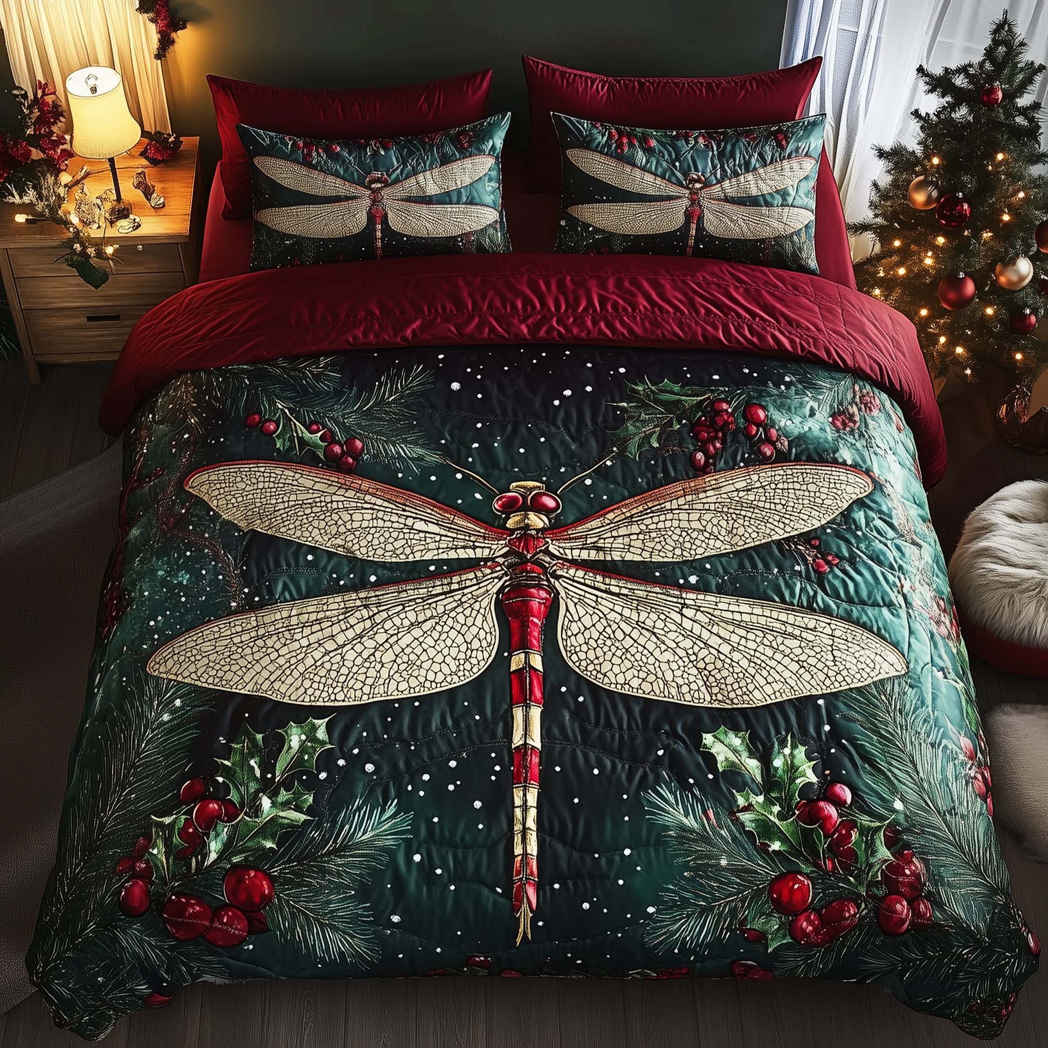 Dragonfly Quilted Bedding Set Best Queen Sheets Dragonfly Themed Gift Items