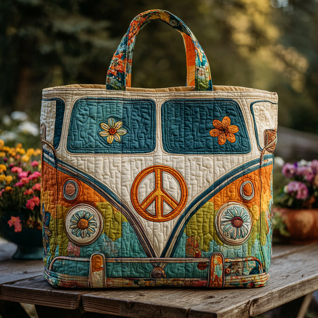 Dream Van Quilted Tote Bag Great Tote Bags Unique Camping Gifts