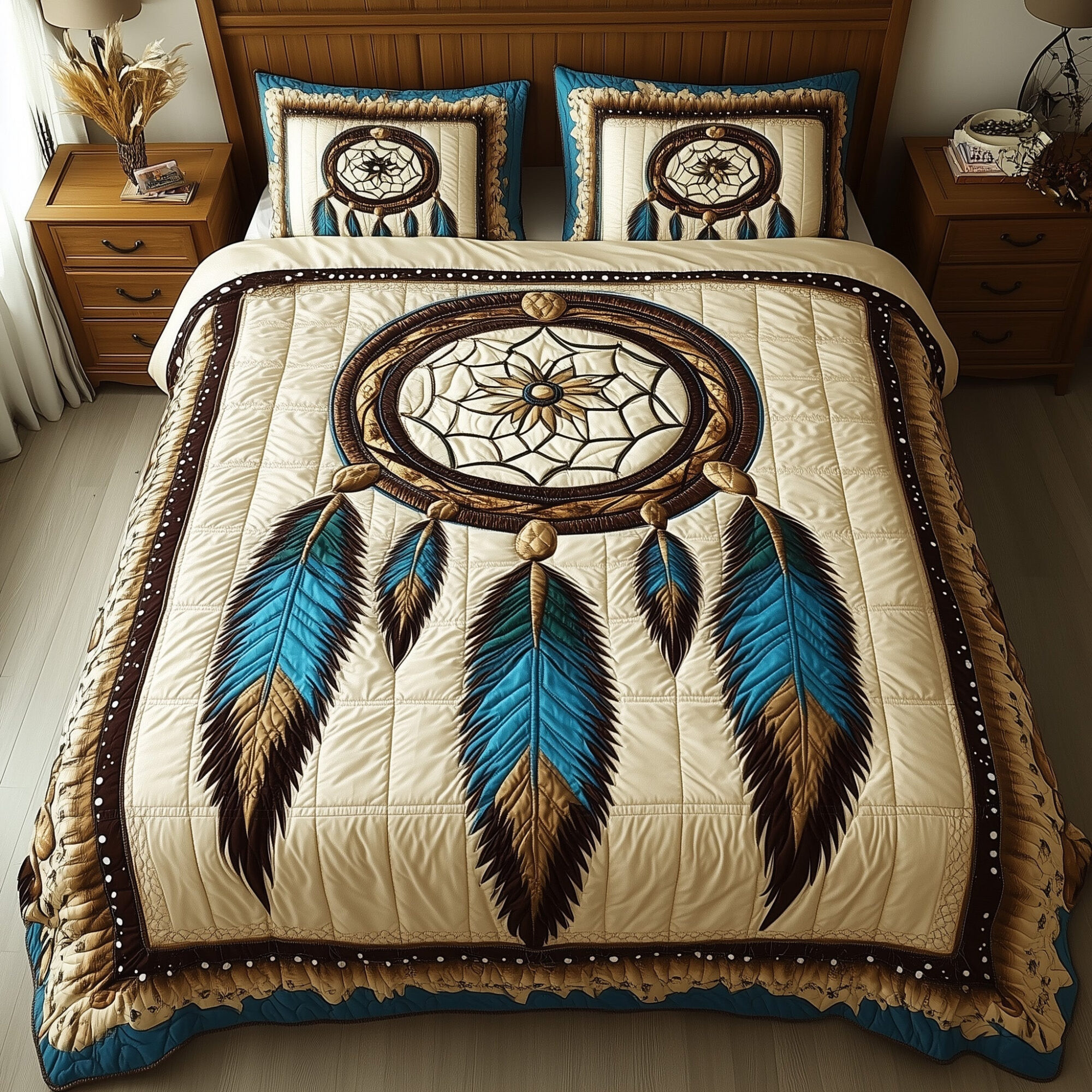 Dreamcatcher Quilted Bedding Set Native Inspired Native American Day Gifts For Her
