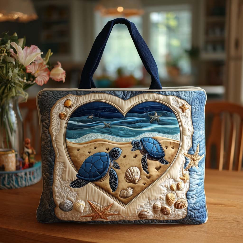 Dreamy Turtle Path Quilted Tote Bag Large Tote Bag Sea Turtle Gifts For Him