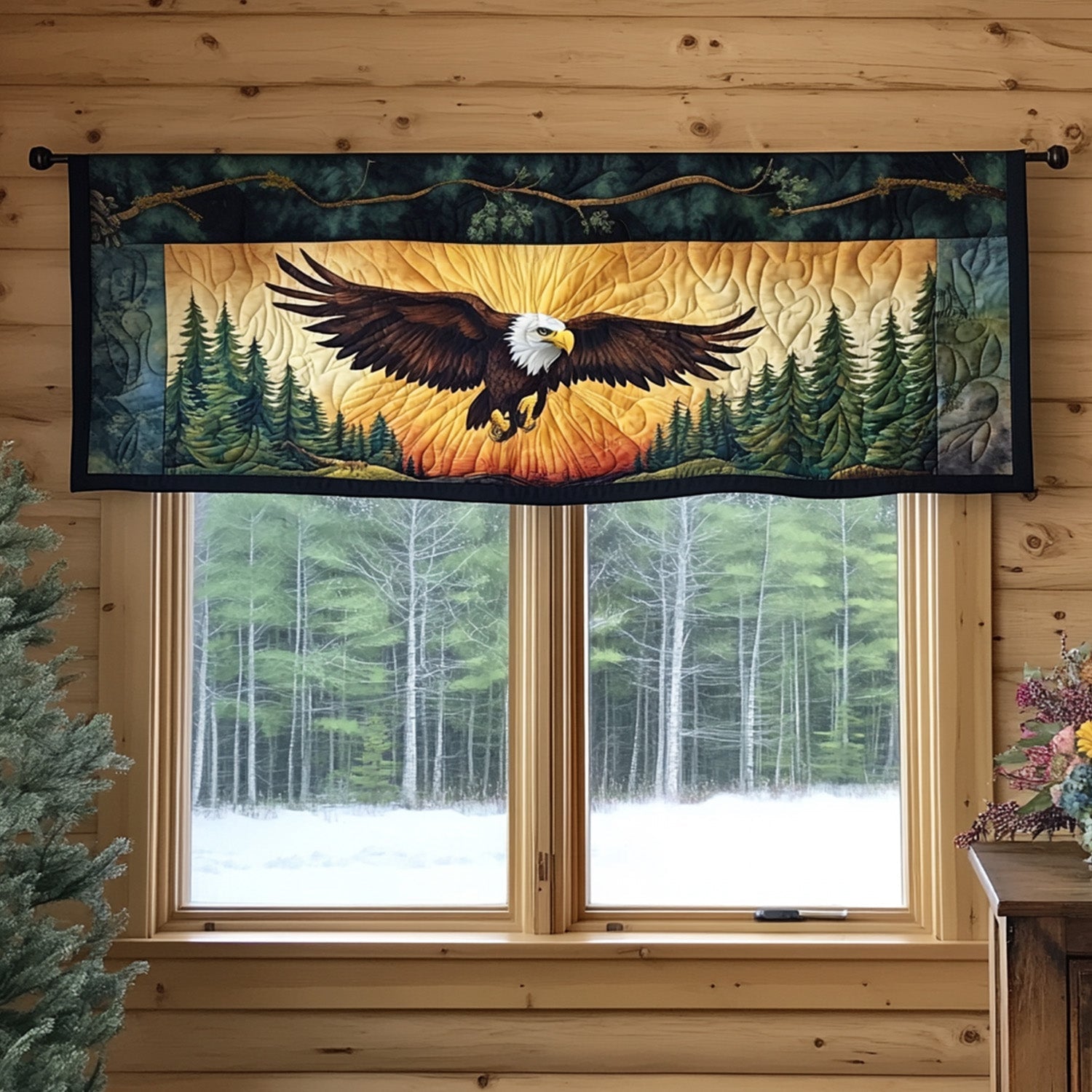 Eagle in the Wild Quilted Valance Christmas Decor For Entryway Beagle Merchandise