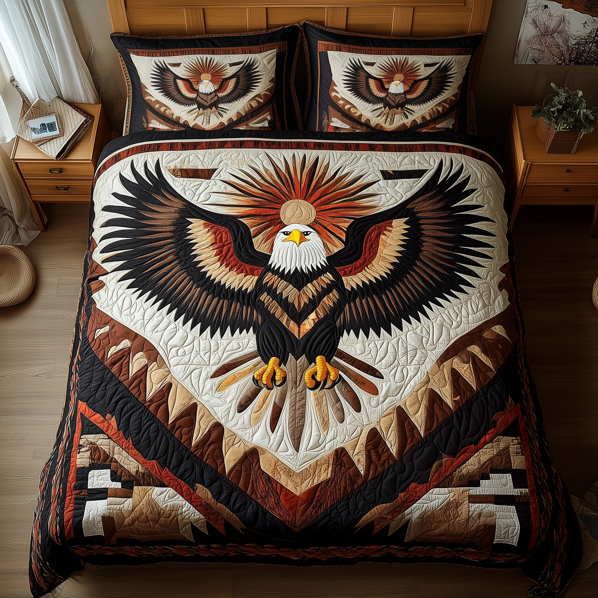 Eagle of the Hidden Sun Quilted Bedding Set Best Bedding Comforter Sets Native American Christmas Gifts