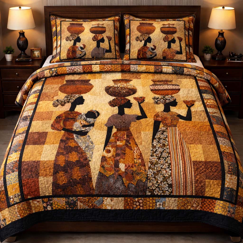 Earth Mother Legacy Quilted Bedding Set Boho Bedroom Decor Best Melanin Gifts For Ladies