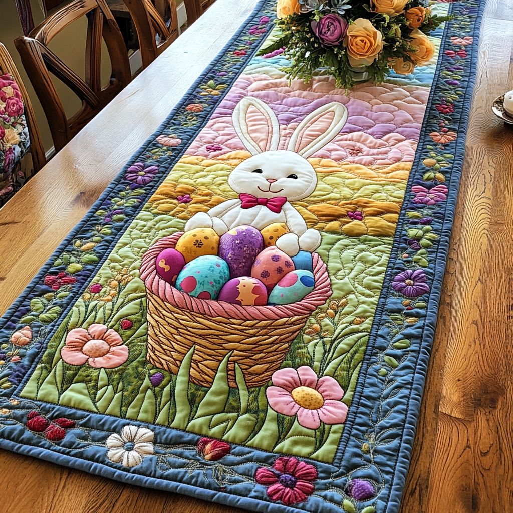 Easter Bliss Quilted Table Runner Easter Dinner Decor Family Gift Ideas