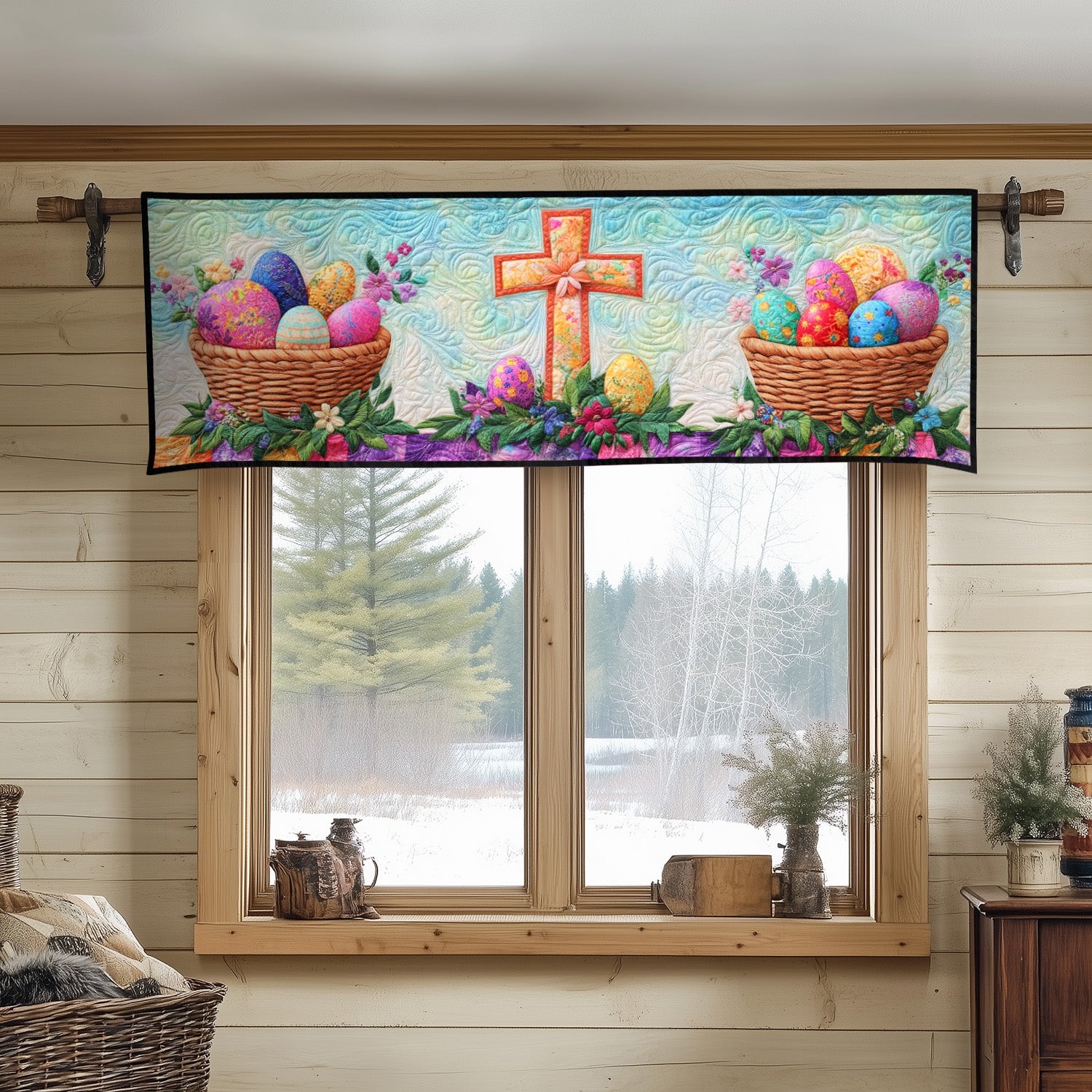 Easter Morning Celebration Quilted Valance Front Door Decor Indoor Easter Decorations