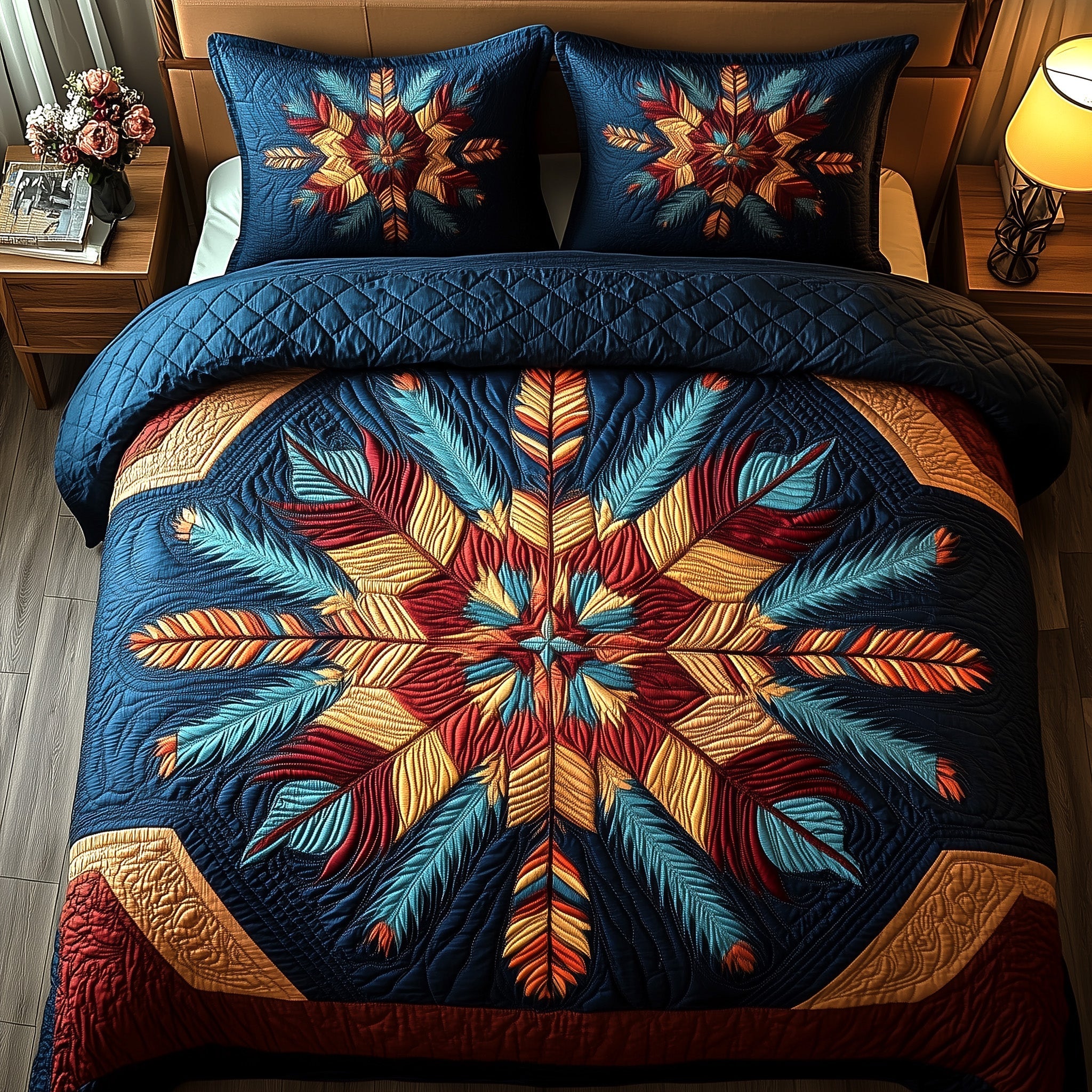 Echoes of the Tribe Quilted Bedding Set Best Fitted Sheets Native American Gifts