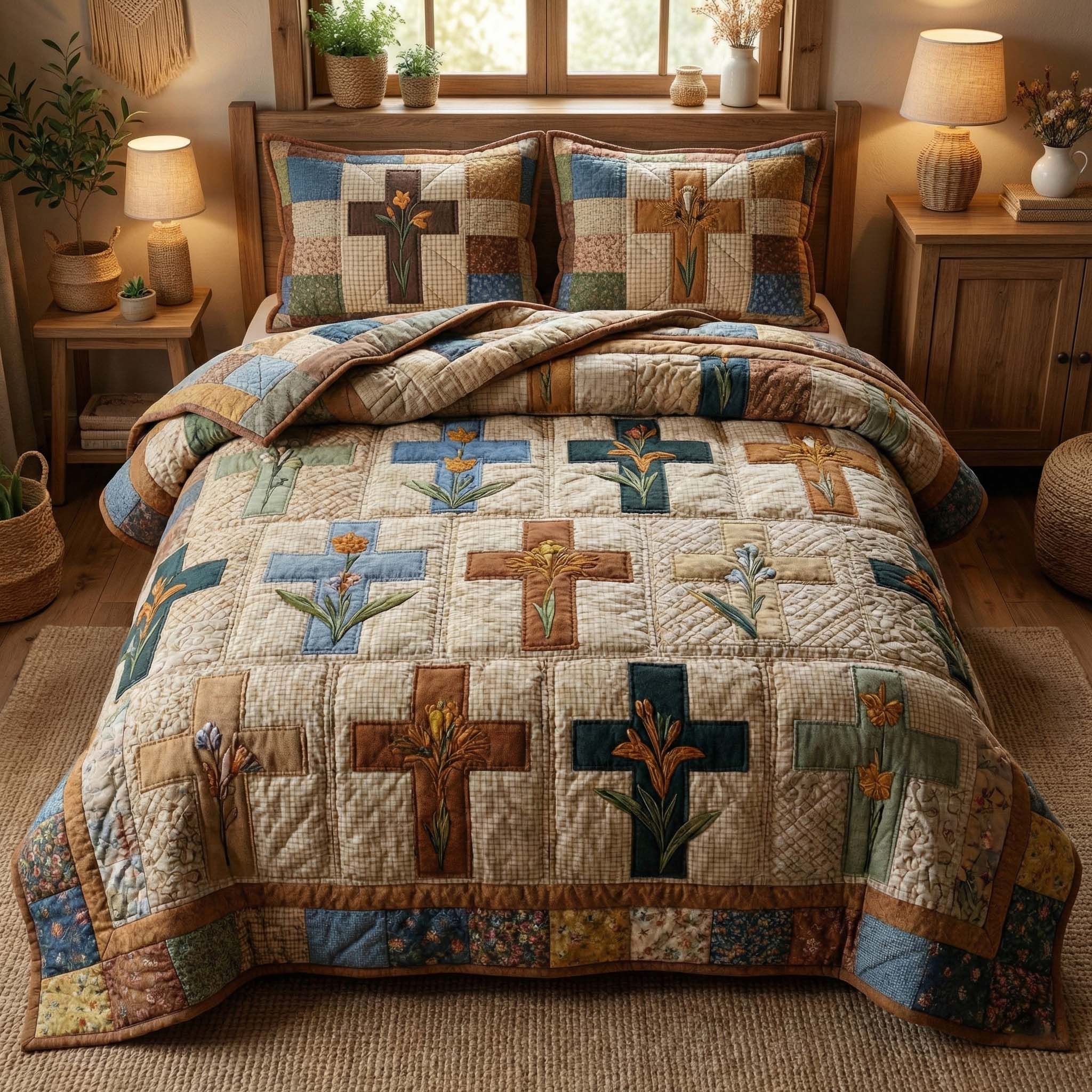 Egg Cross Quilted Bedding Set Bedsheet Comforter Set Easter Gifts To Send