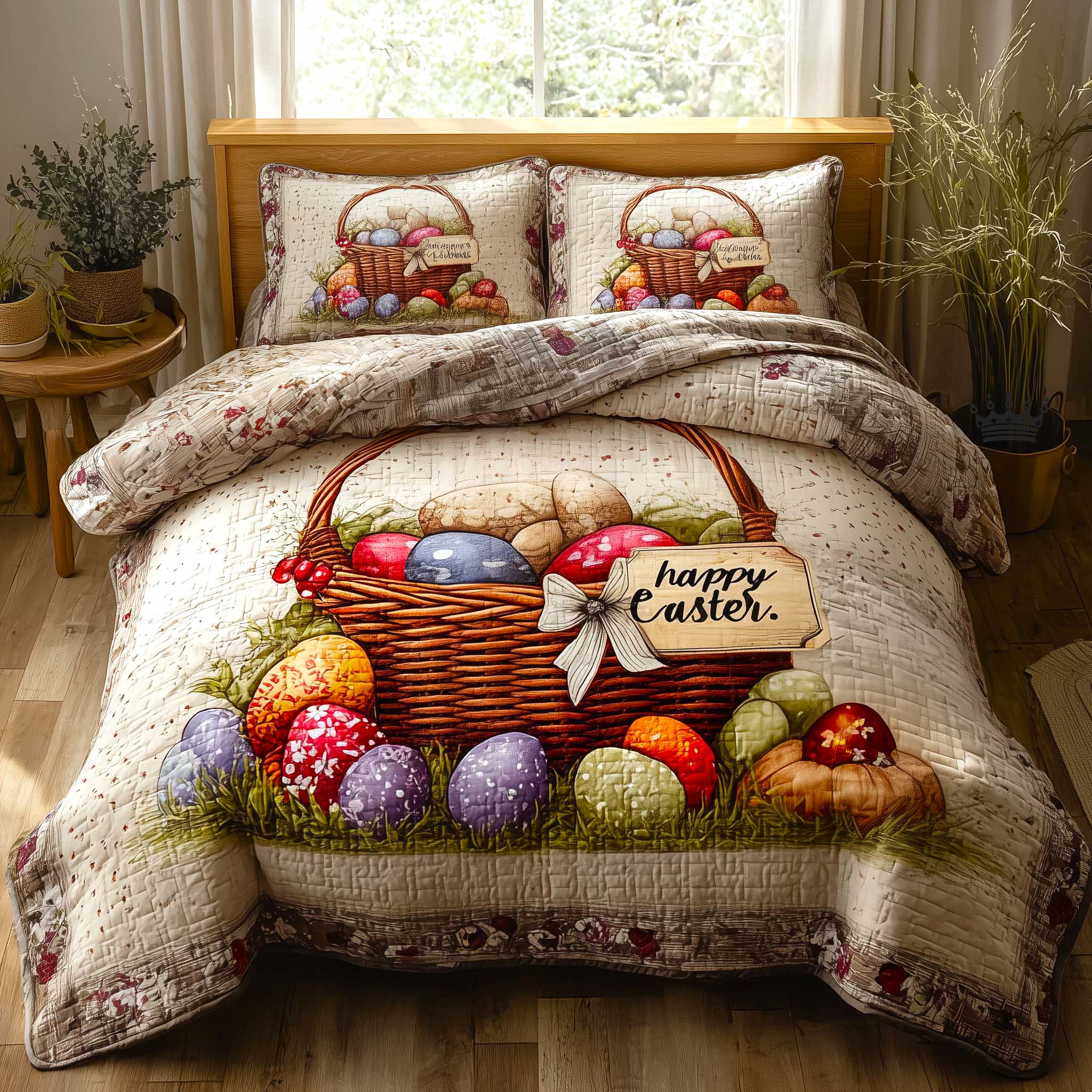 Egg Garden Quilted Bedding Set Bedding Decor Easter Gifts For Women