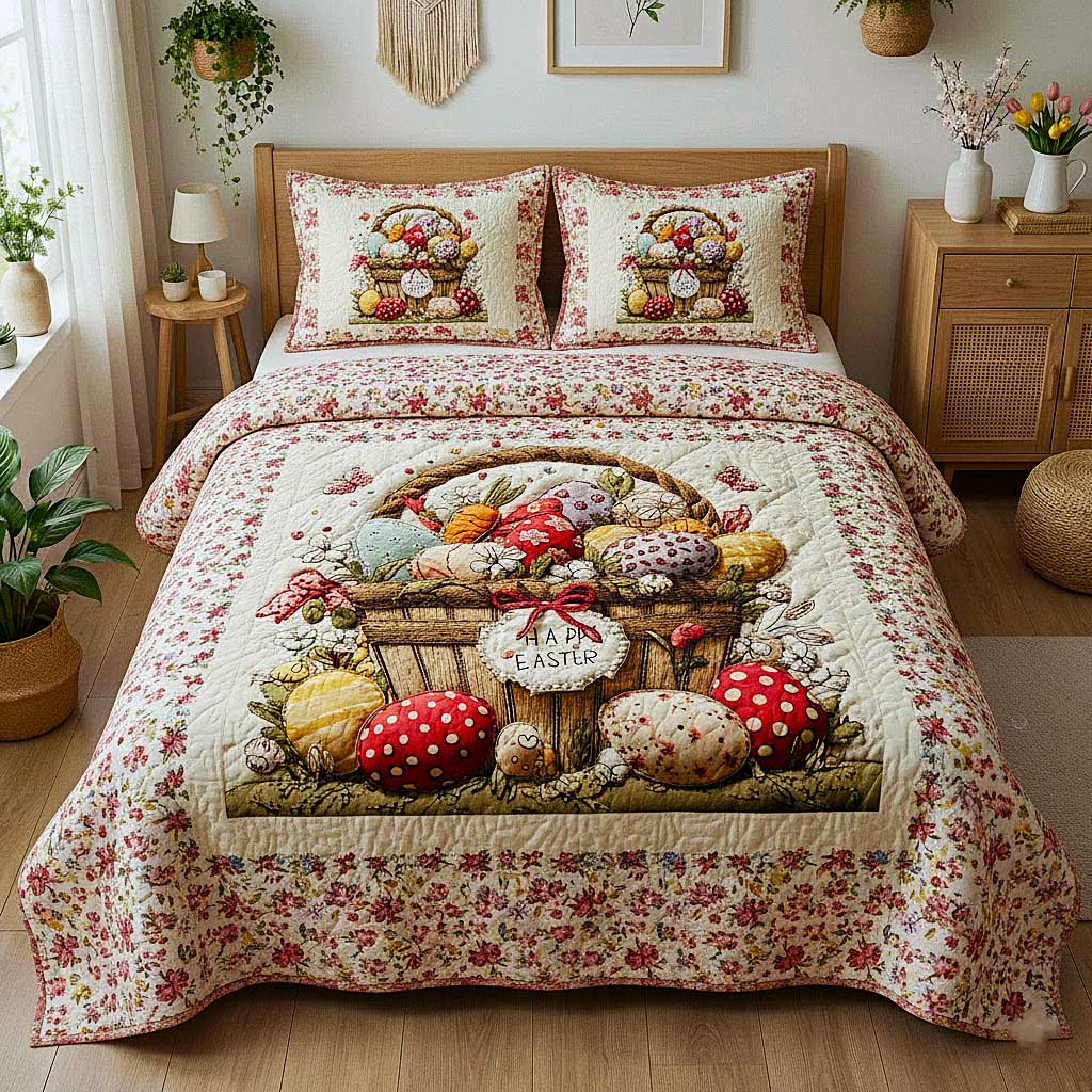 Egg Hunt Quilted Bedding Set Best Queen Sheets Easter Themed Gifts