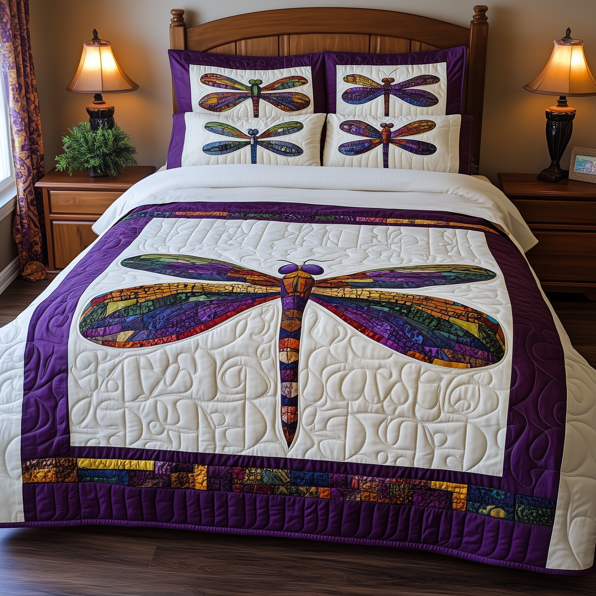 Elegance Dragonfly Quilted Bedding Set Best King Sheets Dragonfly Gift Ideas