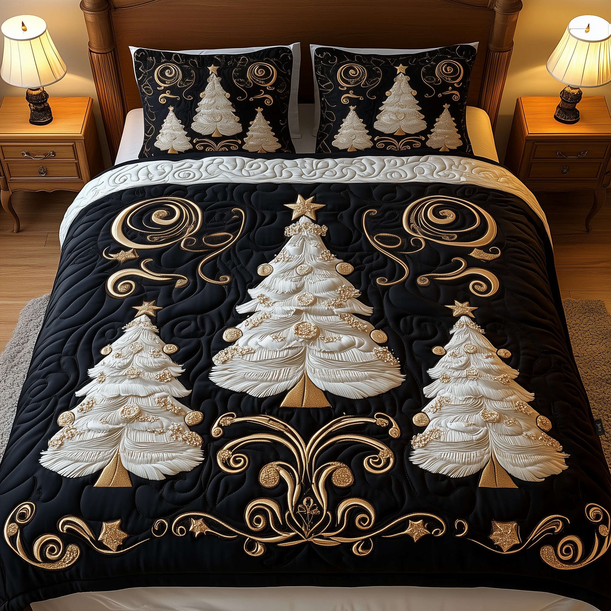 Elegant Christmas Tree Quilted Bedding Set Xmas Bedspreads Unique Christmas Gifts