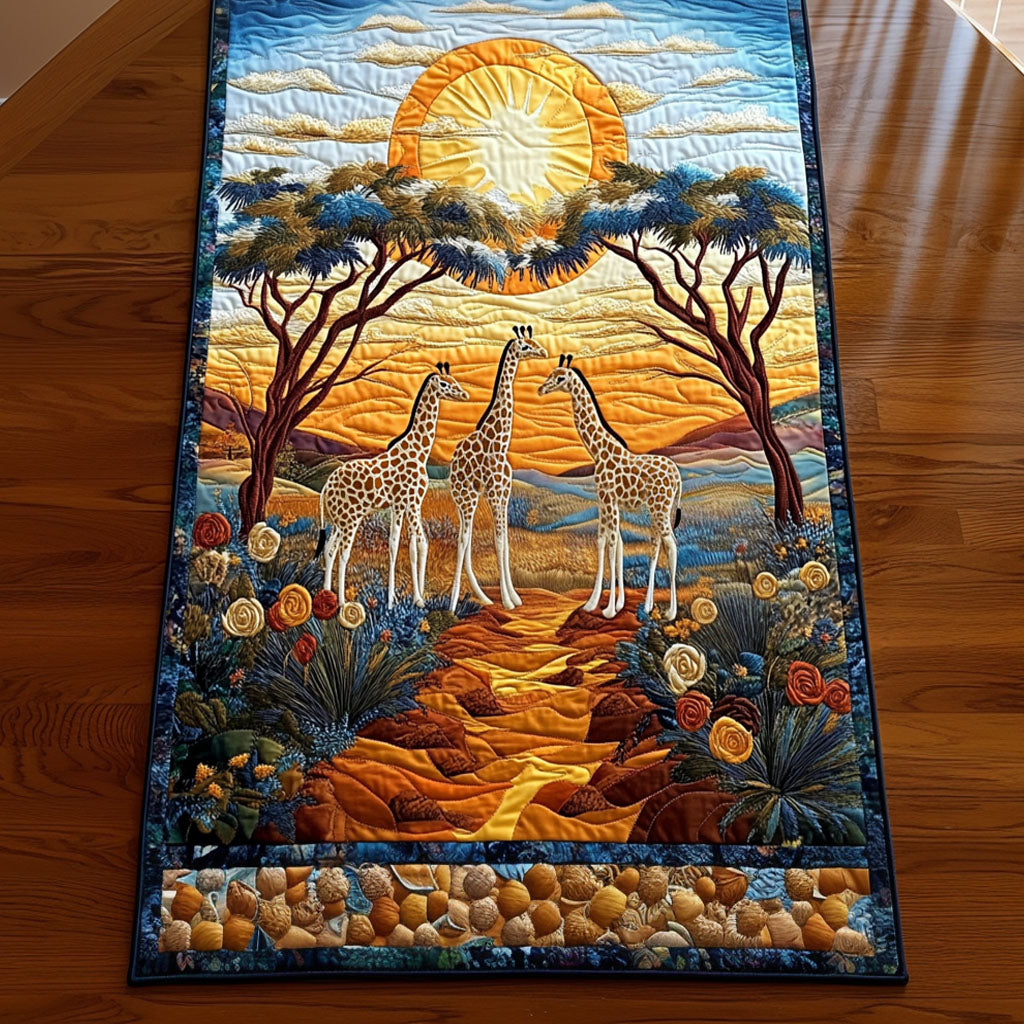 Elegant Giraffe Landscape Quilted Table Runner Dining Table Decor Best Giraffe Gifts Items