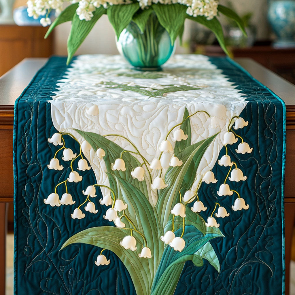 Elegant Lilies Quilted Table Runner Dining Room Decor Christmas Flower Gifts