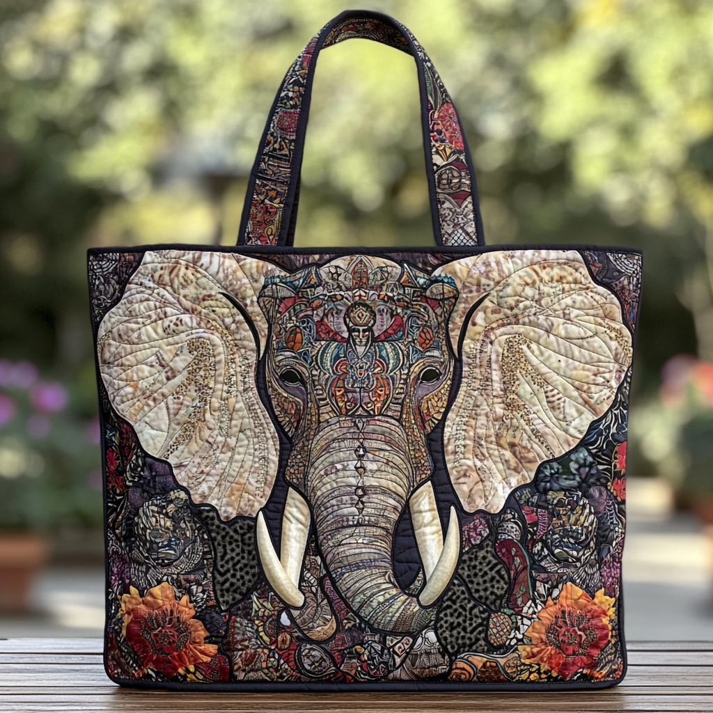Elephant Bloom Quilted Tote Bag Trendy Tote Gift Ideas For Elephant Lovers