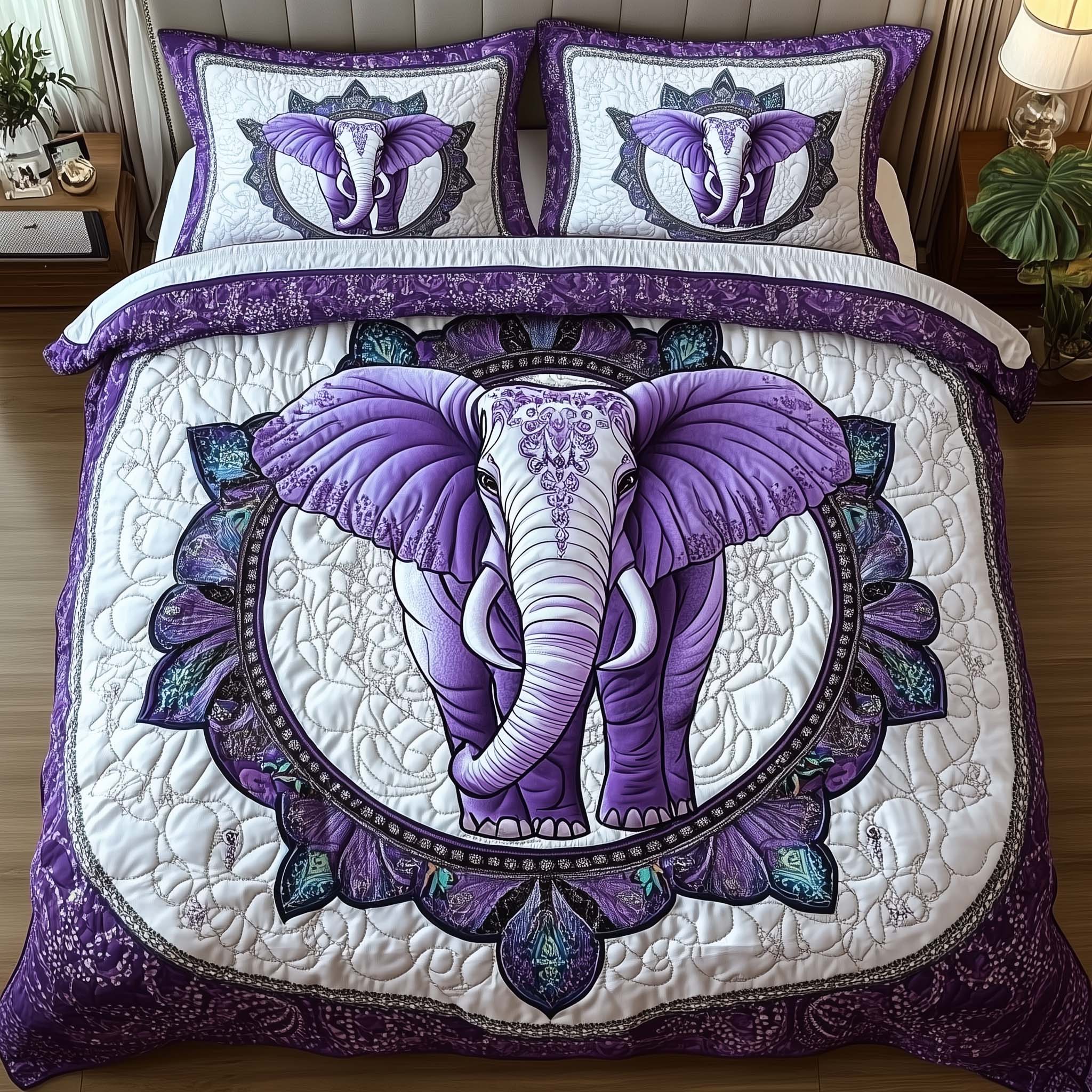 Elephant Harmony Quilted Bedding Set Best Bedsheets Elephant Love Gifts For Her