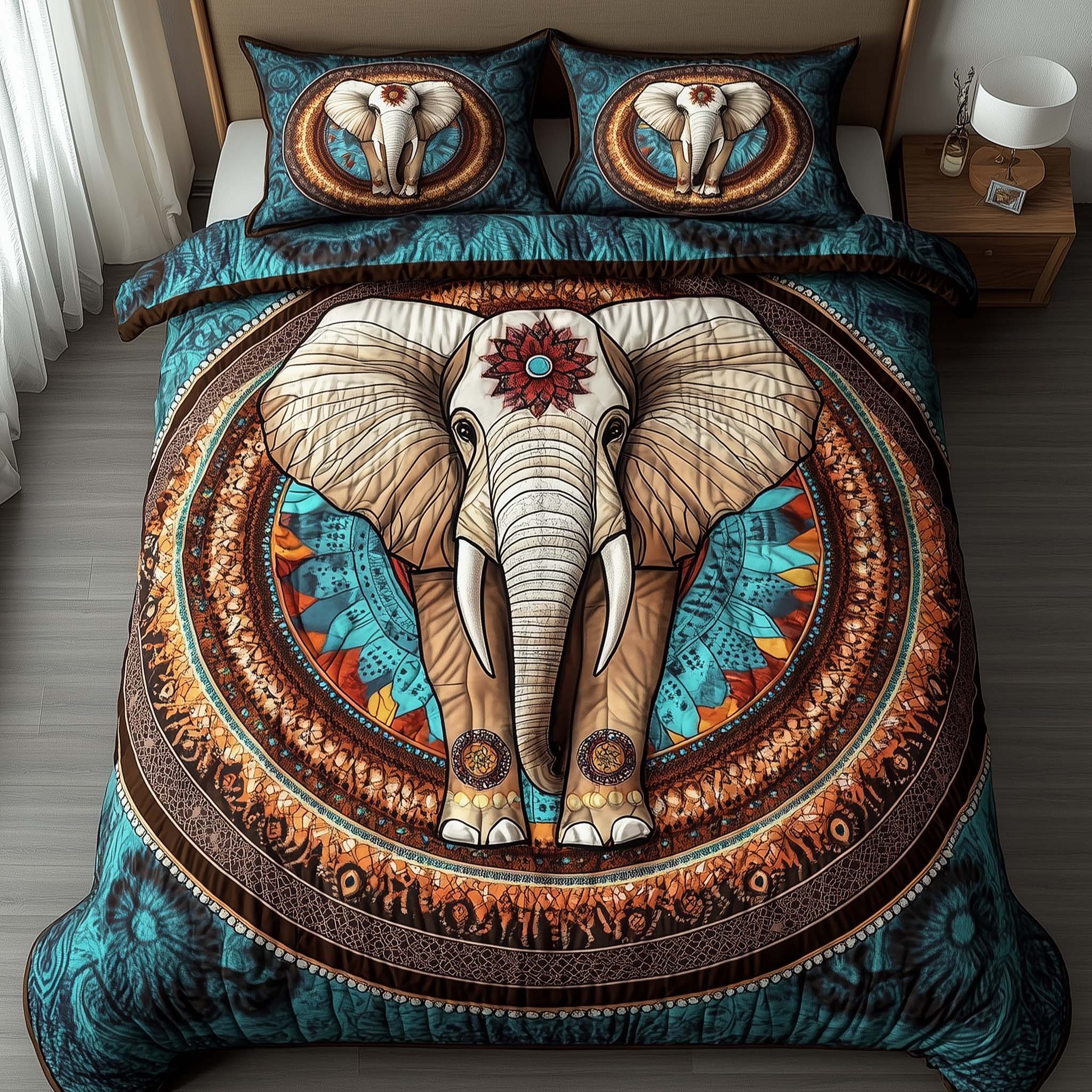 Elephant Harmony Quilted Bedding Set Best Sheet Sets Elephant Gifts For Xmas