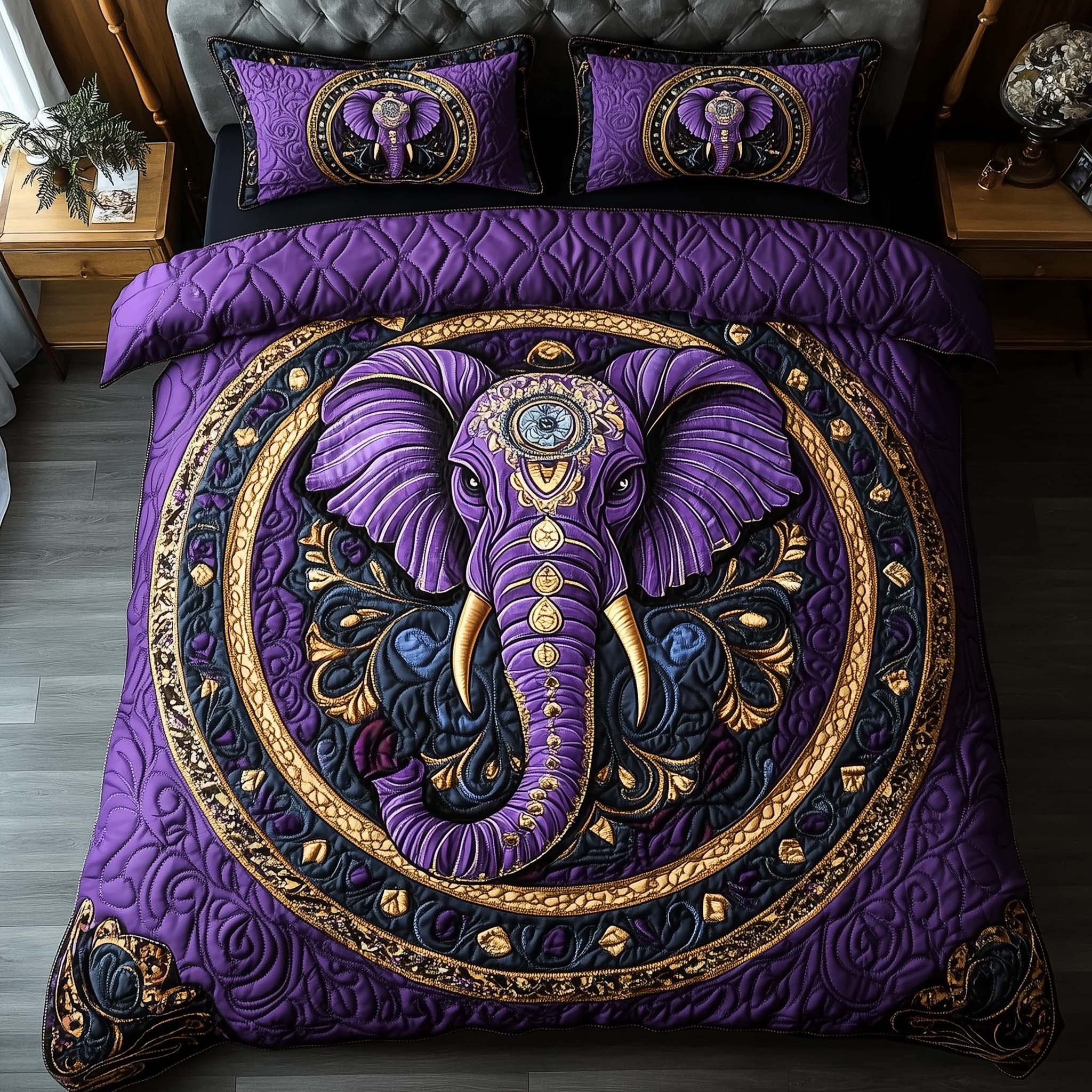 Elephant Harmony Quilted Bedding Set Good Bed Sets Christmas Gift Ideas For Elephant Lovers