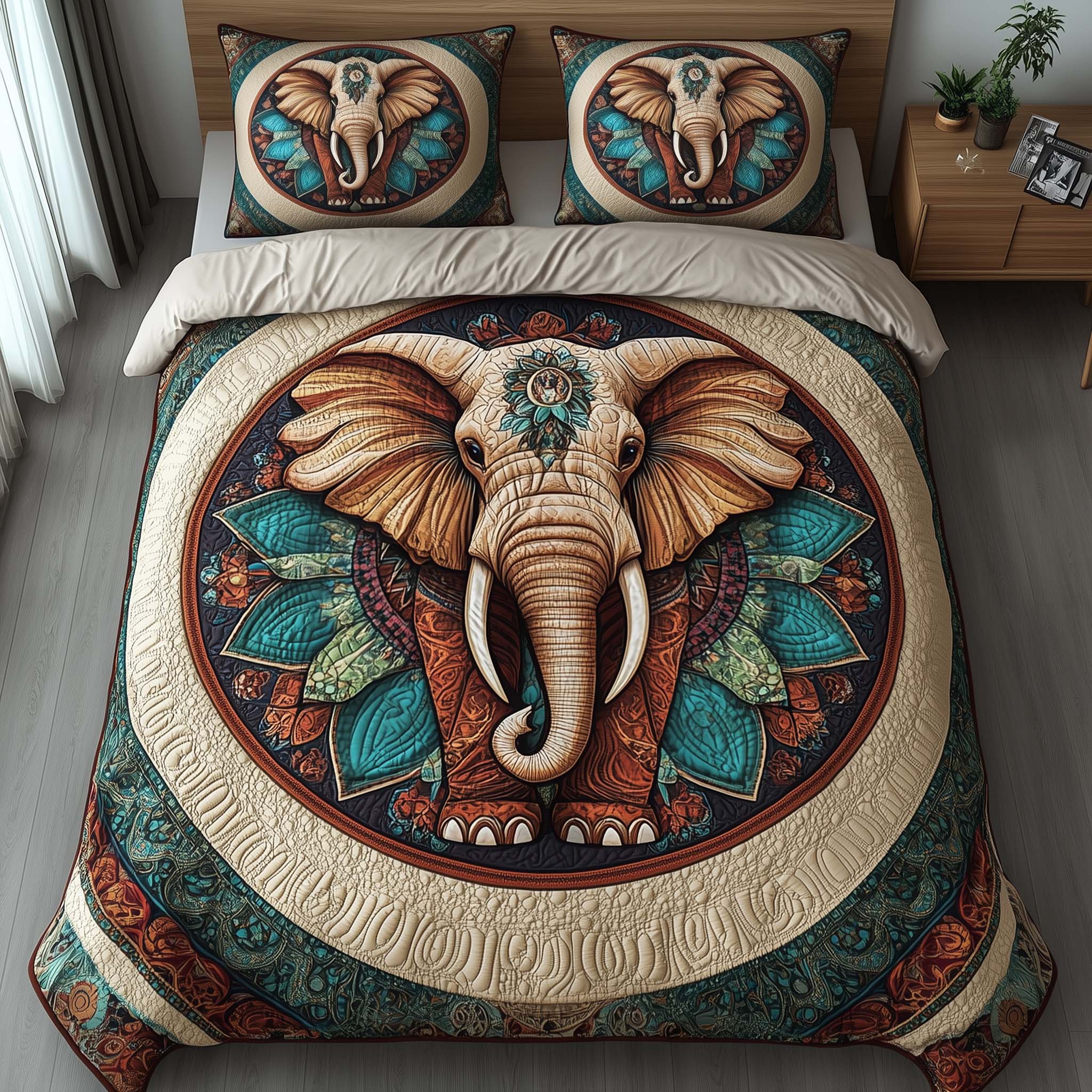 Elephant Harmony Quilted Bedding Set Good Sheet Sets Great Gift For Elephant Lover