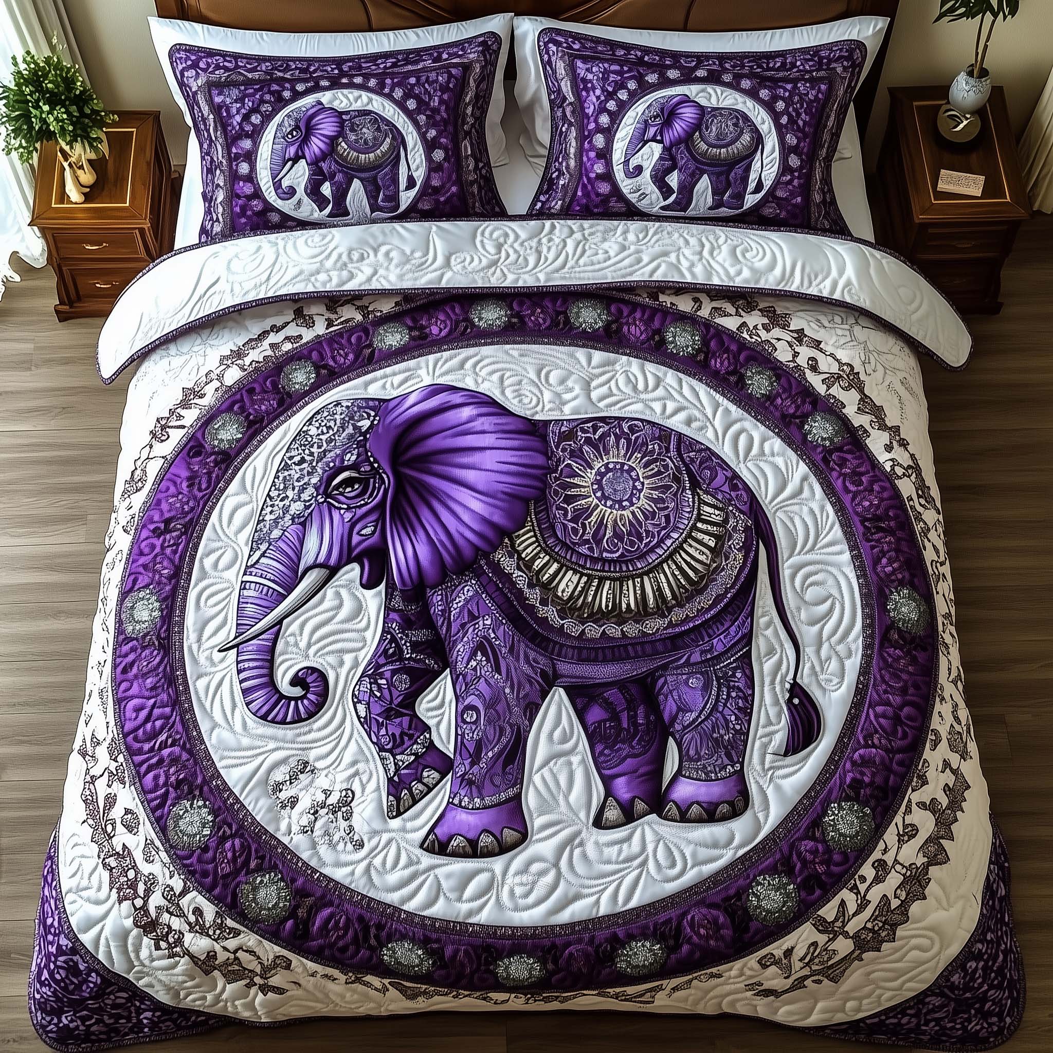 Elephant Harmony Quilted Bedding Set Unusual Bed Sheets Elephant Presents For Christmas