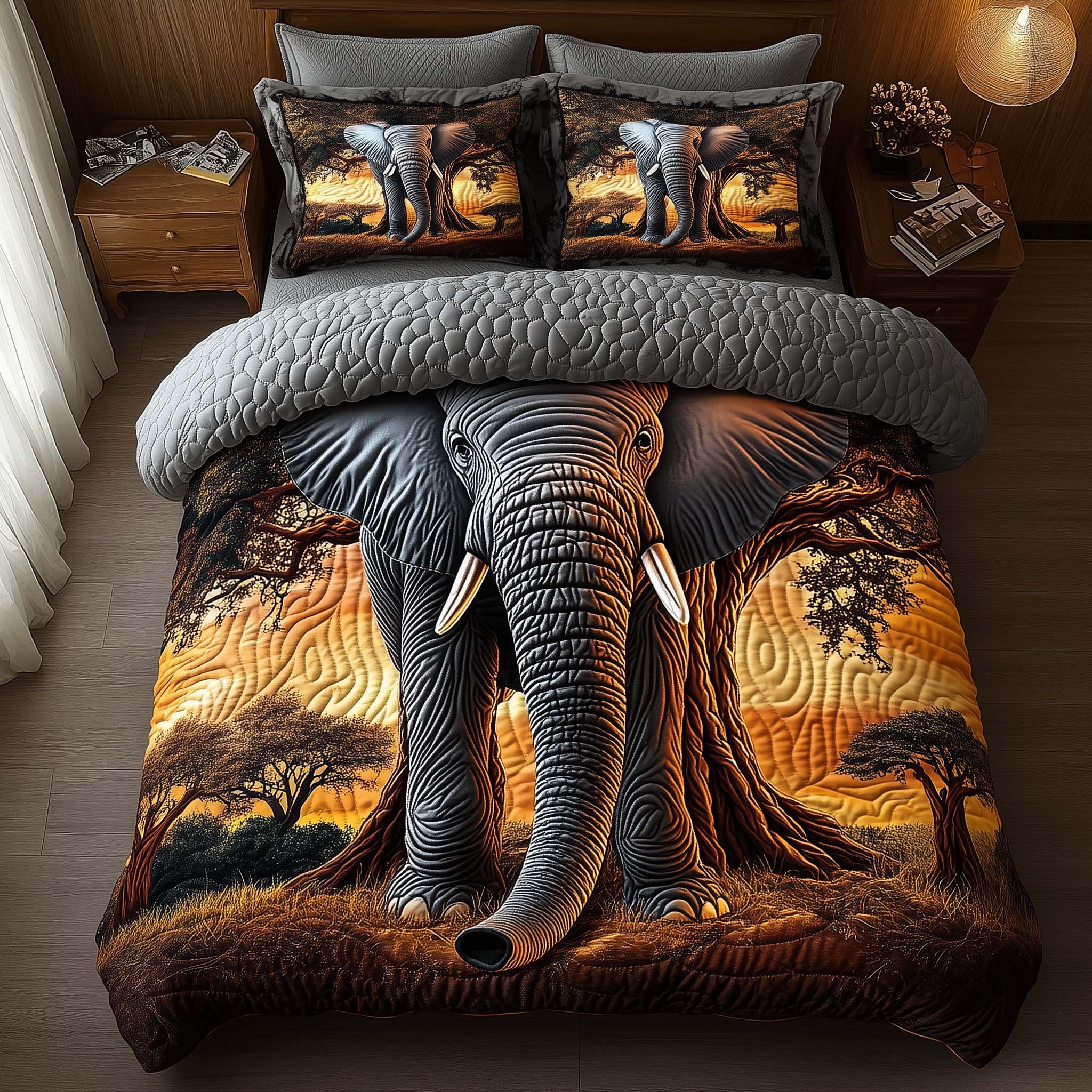 Elephant Quilted Bedding Set Bed Room Decoration Elephant Presents For Women