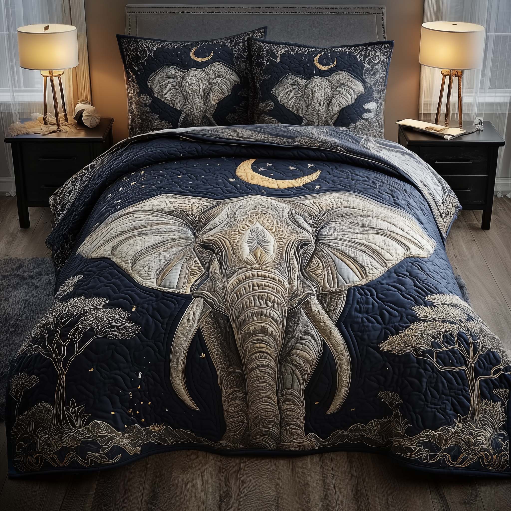 Elephant Quilted Bedding Set Comforter And Sheet Sets Great Gift Idea For Elephant Lovers