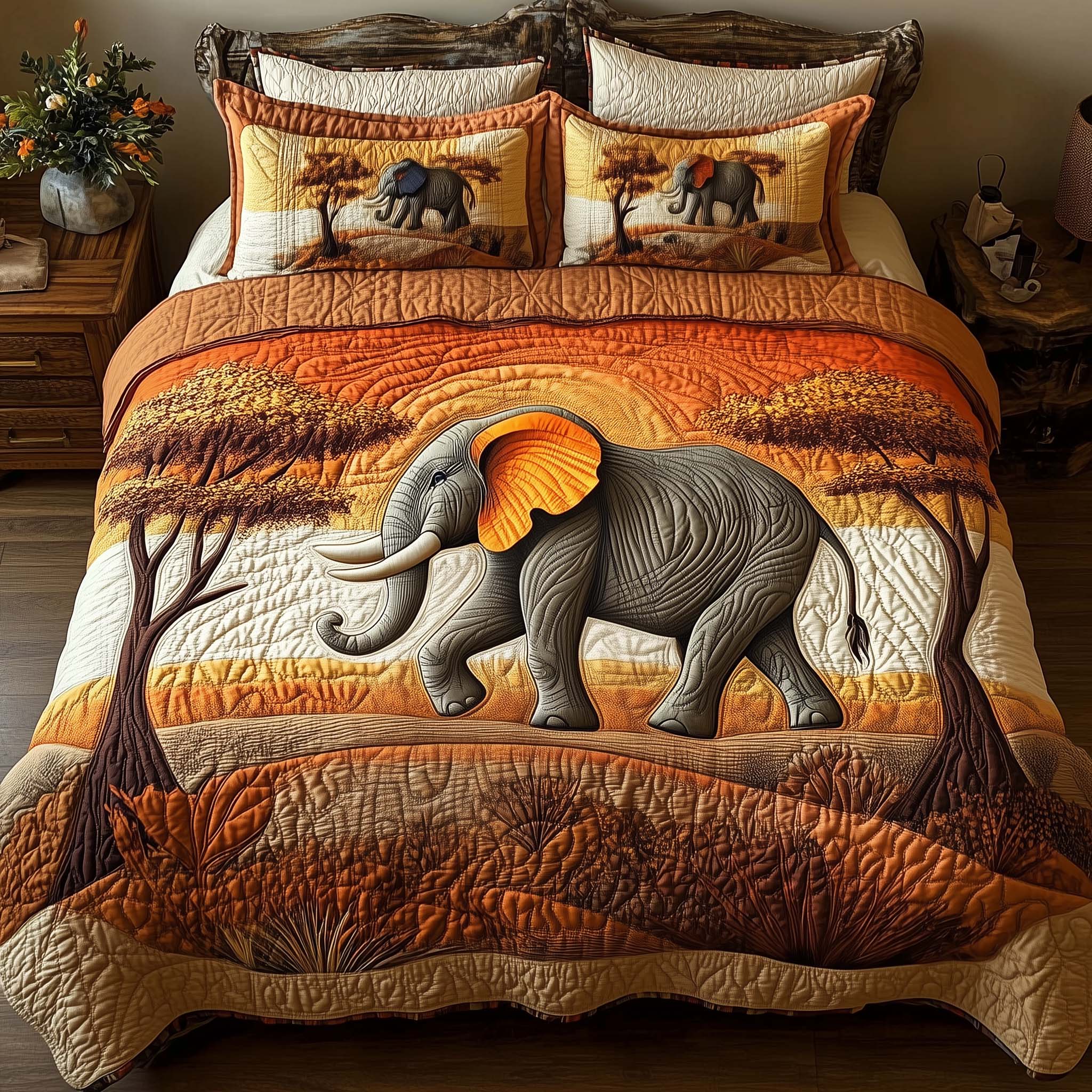 Elephant Quilted Bedding Set Over The Bed Decor Christmas Presents For Elephant Lovers