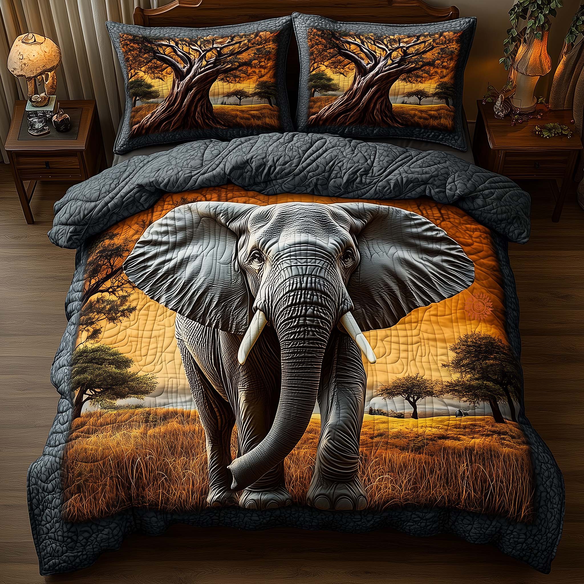 Elephant Quilted Bedding Set Quilt Comforter Sets Cute Elephant Gifts For Women