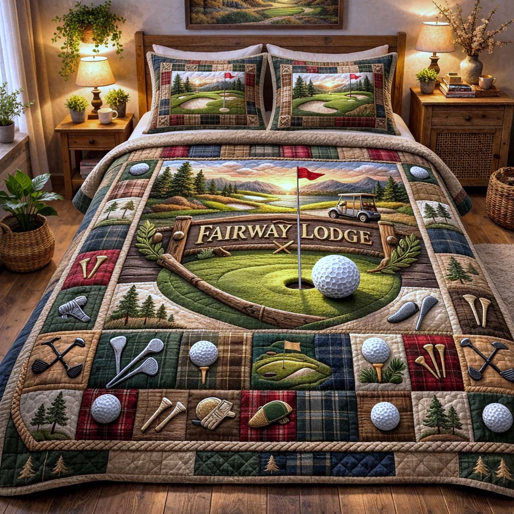 Elite Fairway Quilted Bedding Set Best Sheet Sets Golf And Gifts