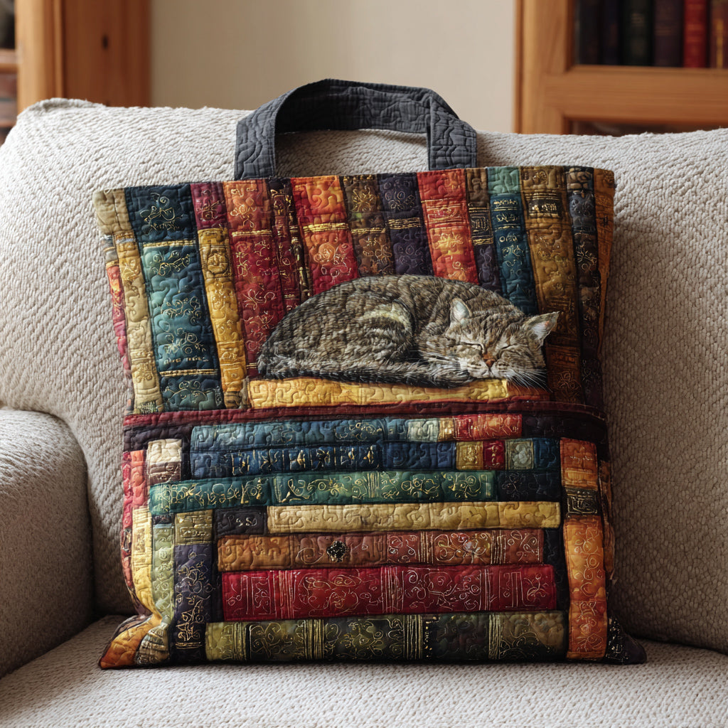 Enchanted Book Quilted Tote Bag Womens Handbag Xmas Presents For Cat Lovers