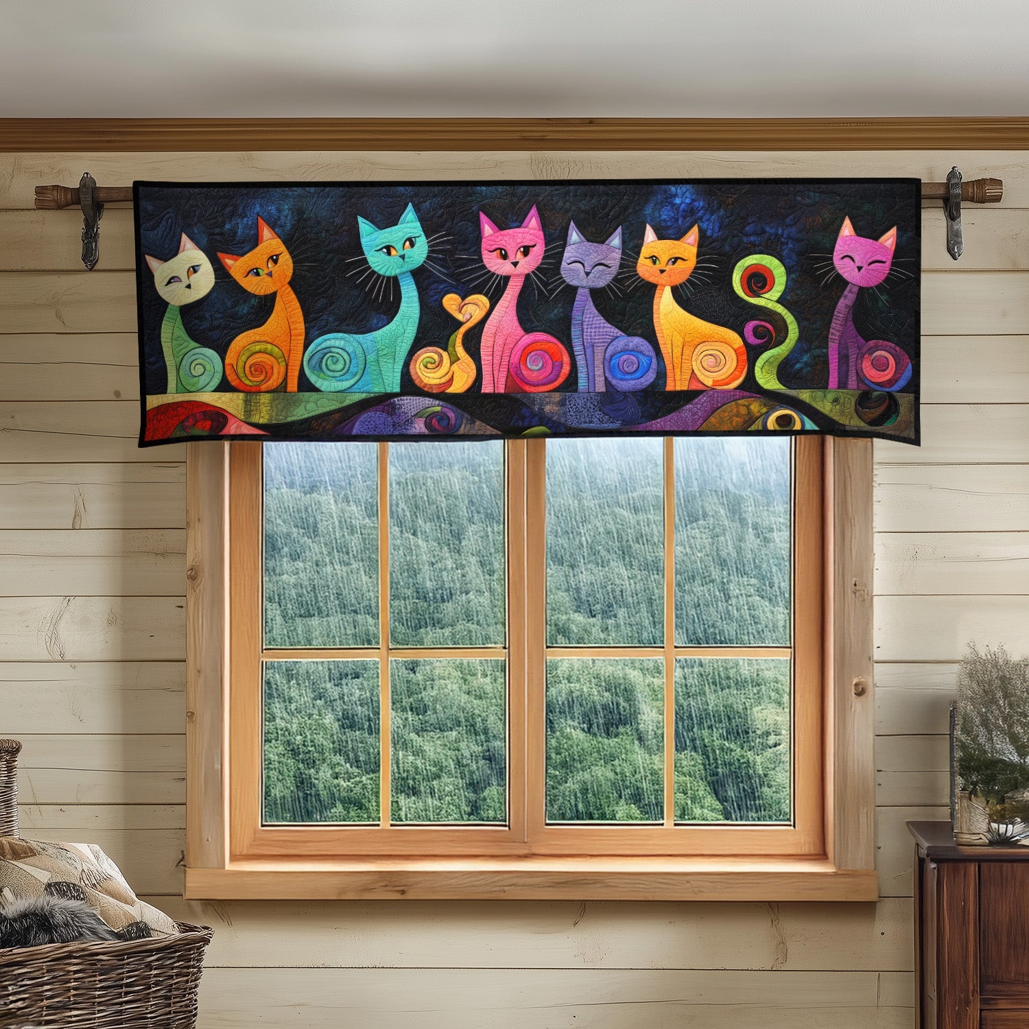 Enchanted Feline Quilted Valance Christmas Kitchen Decor Cat Themed Christmas Presents