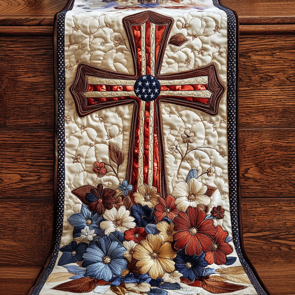 Eternal Hope Quilted Table Runner Christian Table Runner Unique Patriotic Gifts