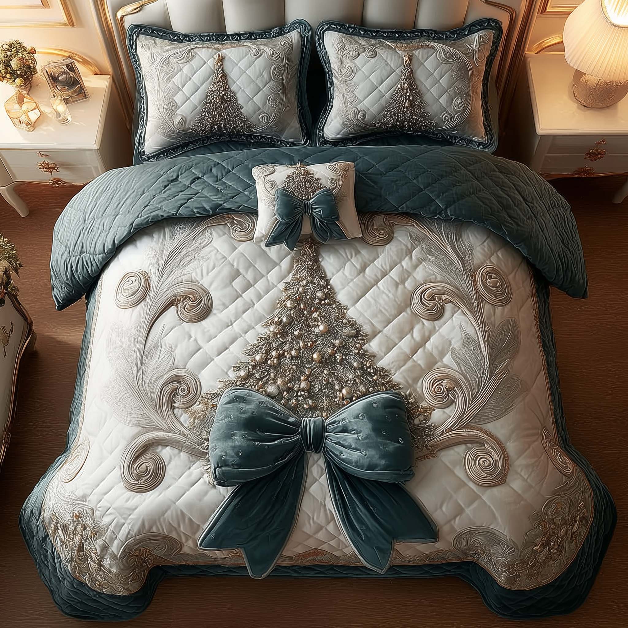 Evergreen Charm Quilted Bedding Set Bed Christmas Decor Family Gift Ideas For Christmas