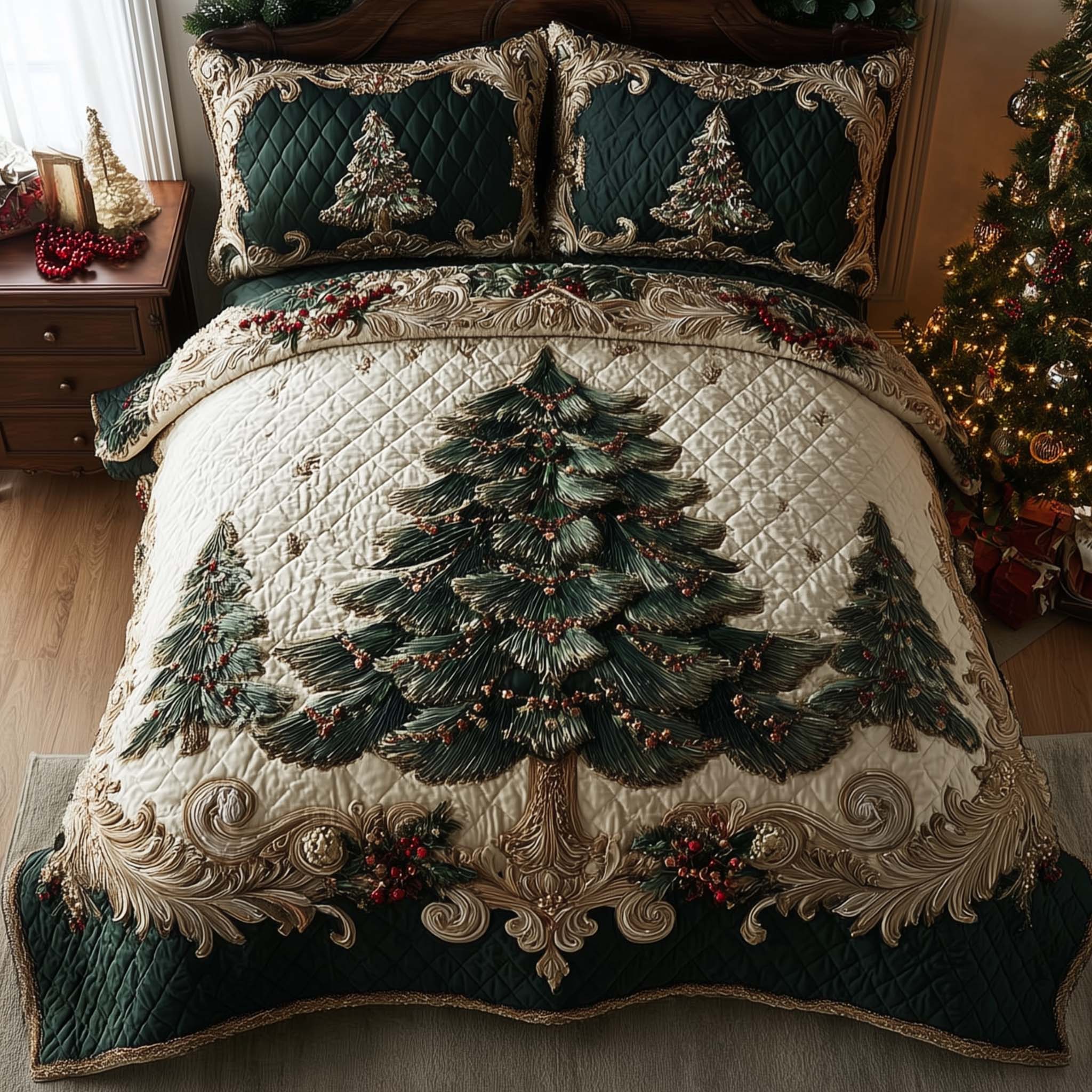 Evergreen Charm Quilted Bedding Set Christmas Room Ideas Christmas Presents For Relatives