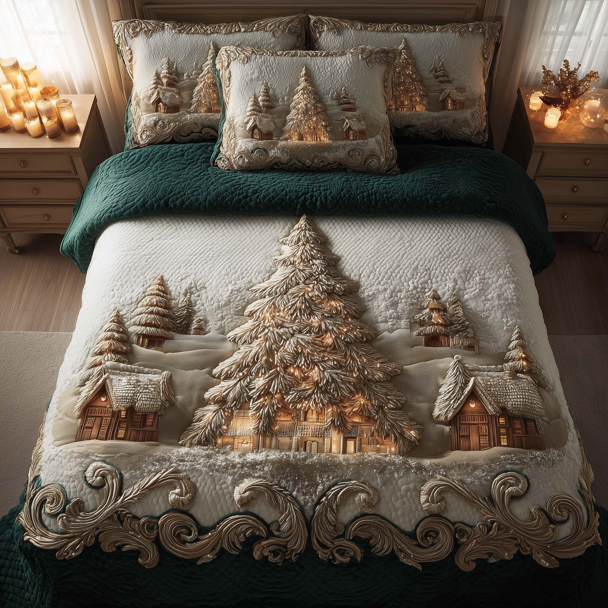 Evergreen Charm Quilted Bedding Set Xmas Bedroom Ideas Family Xmas Presents