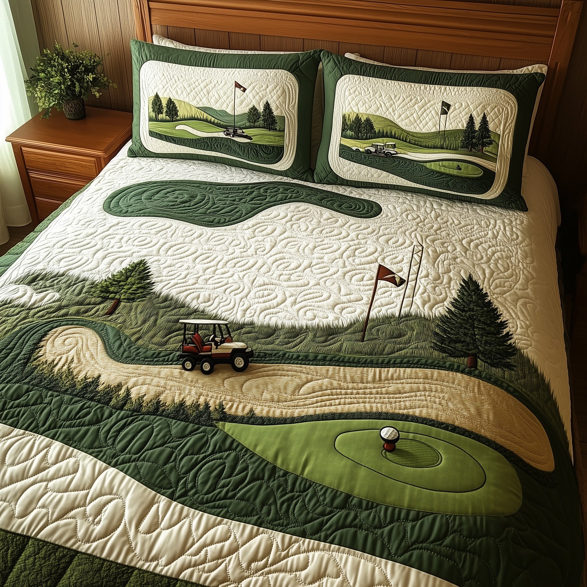 Fairway Dreams Quilted Bedding Set Best King Sheet Set Golf Gifts For Golfers