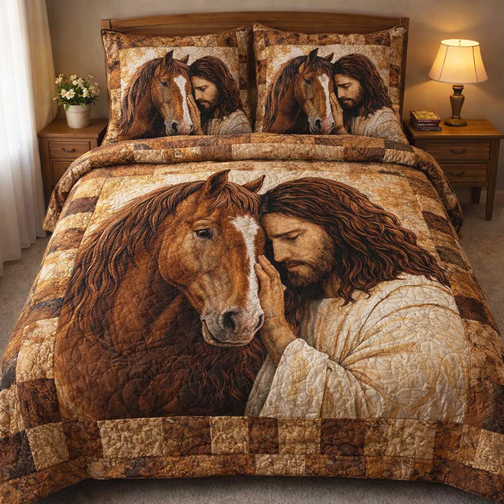 Faithful Horse Quilted Bedding Set Best King Bedding Sets Gift For Horse Lover Woman