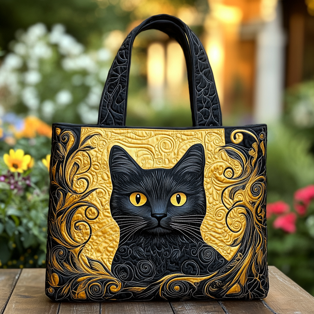Fancy Cat Quilted Tote Bag Womens Shoulder Bags Presents For Cat Owners