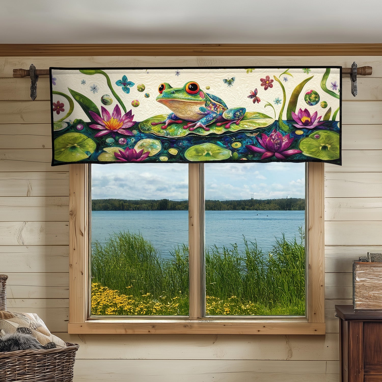 Fantasy Amphibia Quilted Valance Outdoor Entryway Decor Frog Gifts For Him