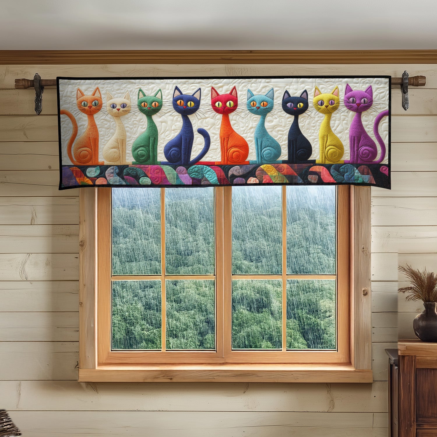 Fantasy Feline Quilted Valance Christmas Entryway Decor Cat Related Christmas Gifts