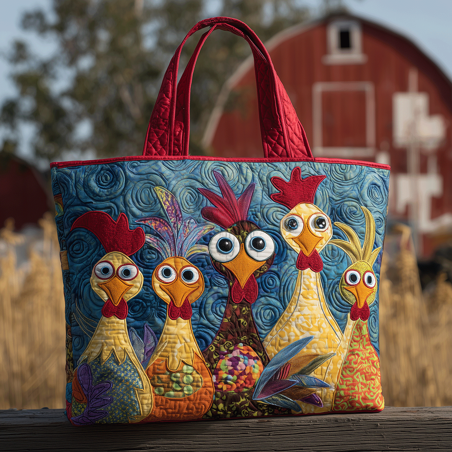 Farmhouse Roosters Quilted Tote Bag Best Tote Bags For Women Gifts For Hen Lovers