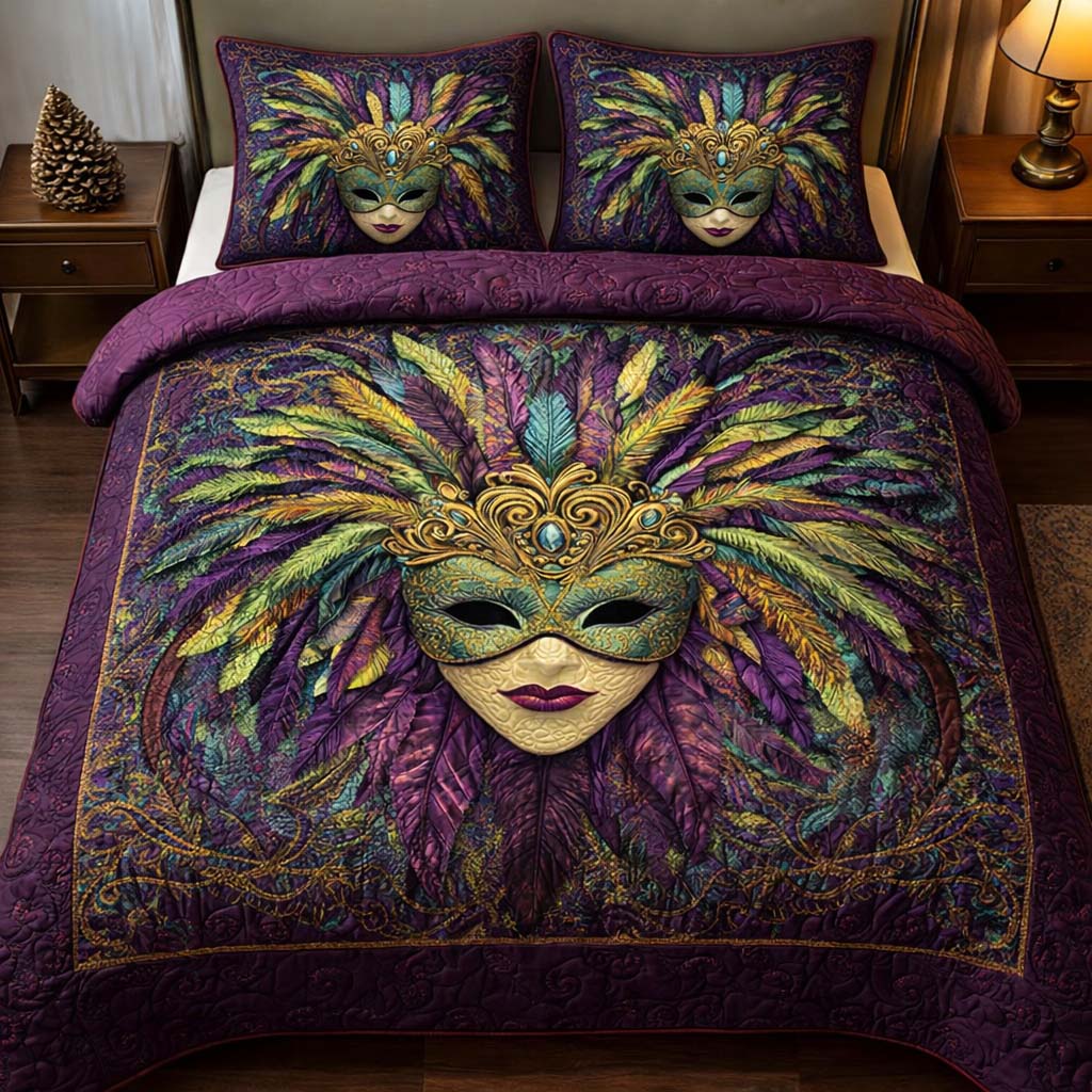 Feather Masque Quilted Bedding Set Best Sheets Ever Mardi Gras Gift Ideas