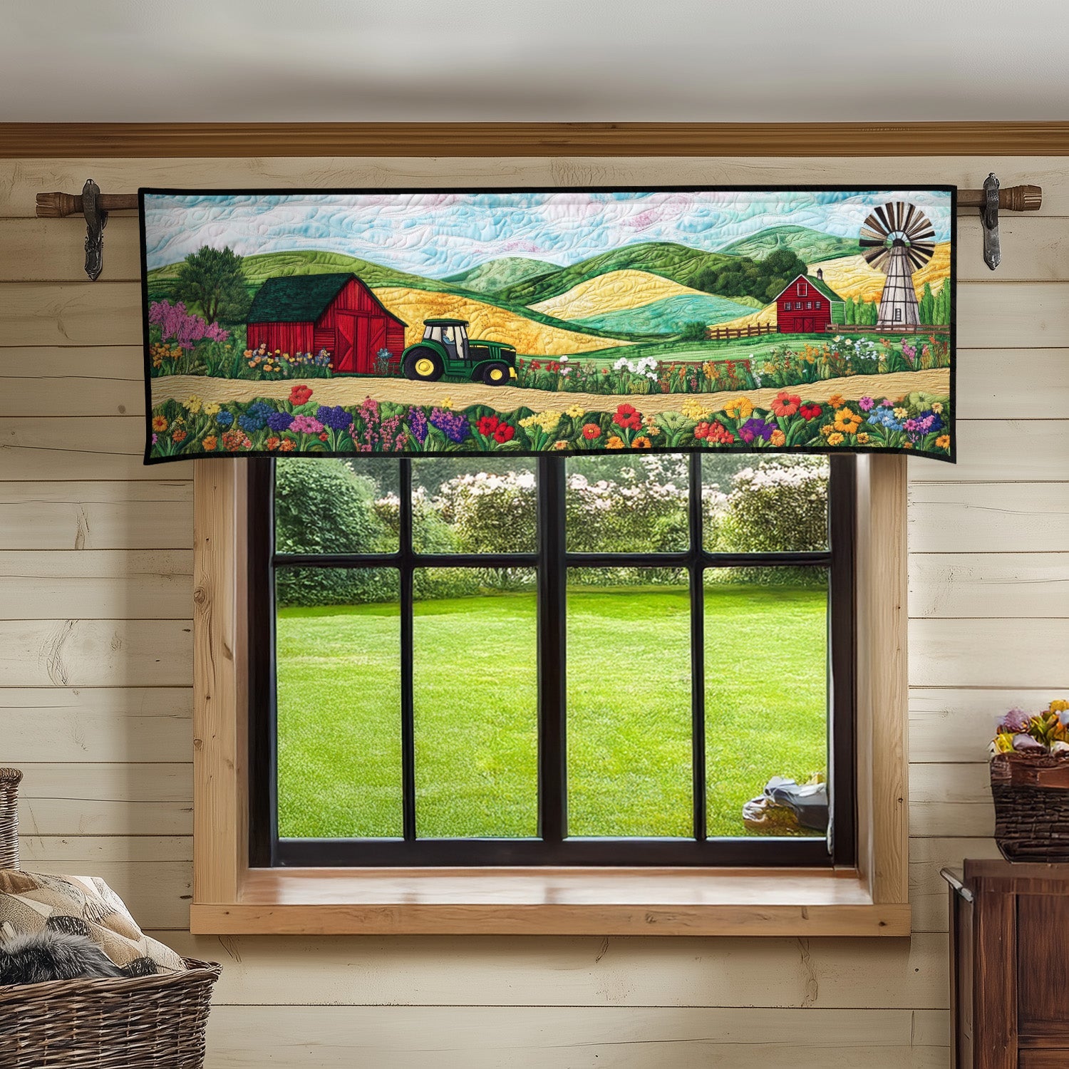 Fertile Grounds Quilted Valance Christmas Home Dec Farmer Xmas Gifts
