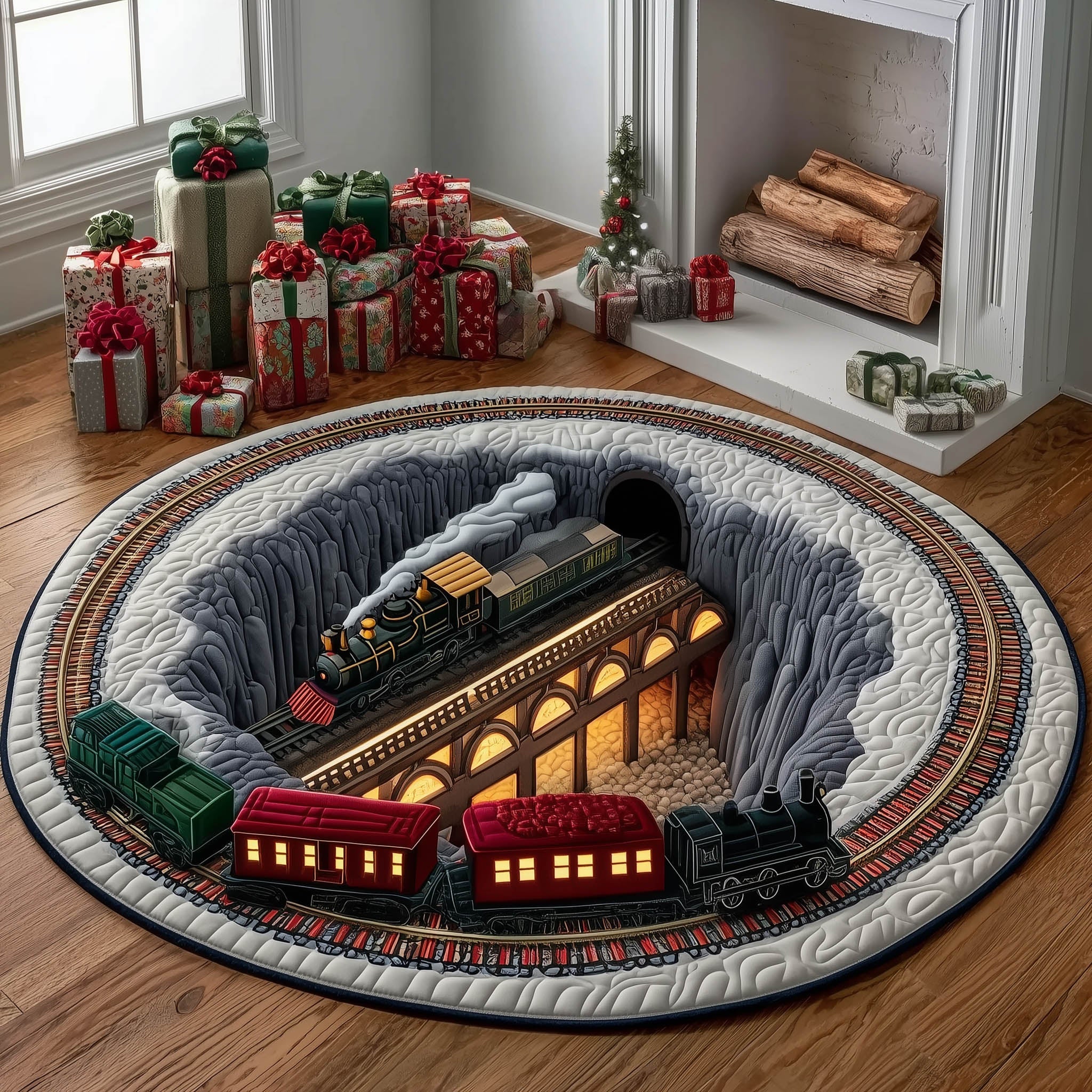 Festive Express Quilted Round Mat Premium Quilted Round Mat for Cozy Living Spaces