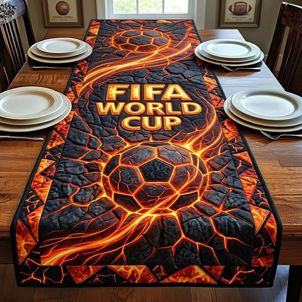 Fifa WC 2026 Quilted Runner Table World Cup 2026 Merchandise Gift For Soccer Fans