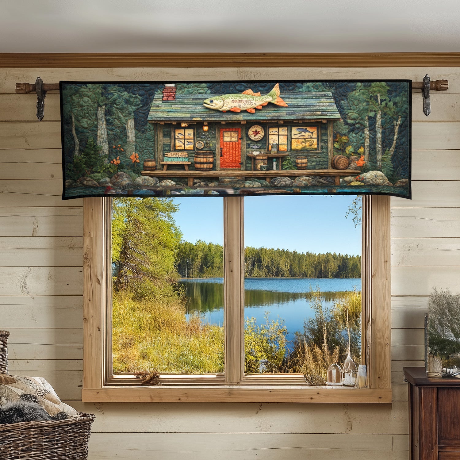 Fishermans Haven Quilted Valance Outdoor Decor Good Fishing Gifts