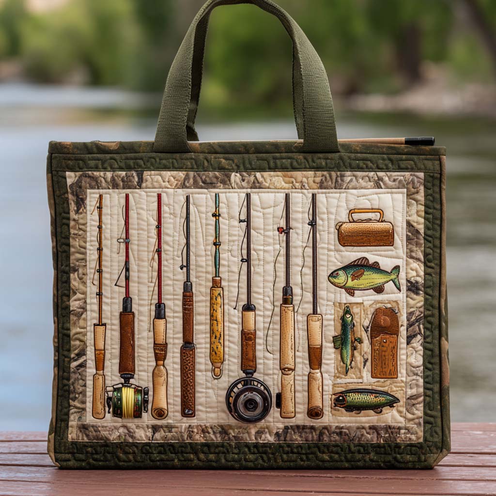 Fishing Gear Quilted Tote Bag Best Shoulder Bags For Everyday Fishing Gifts For Dad