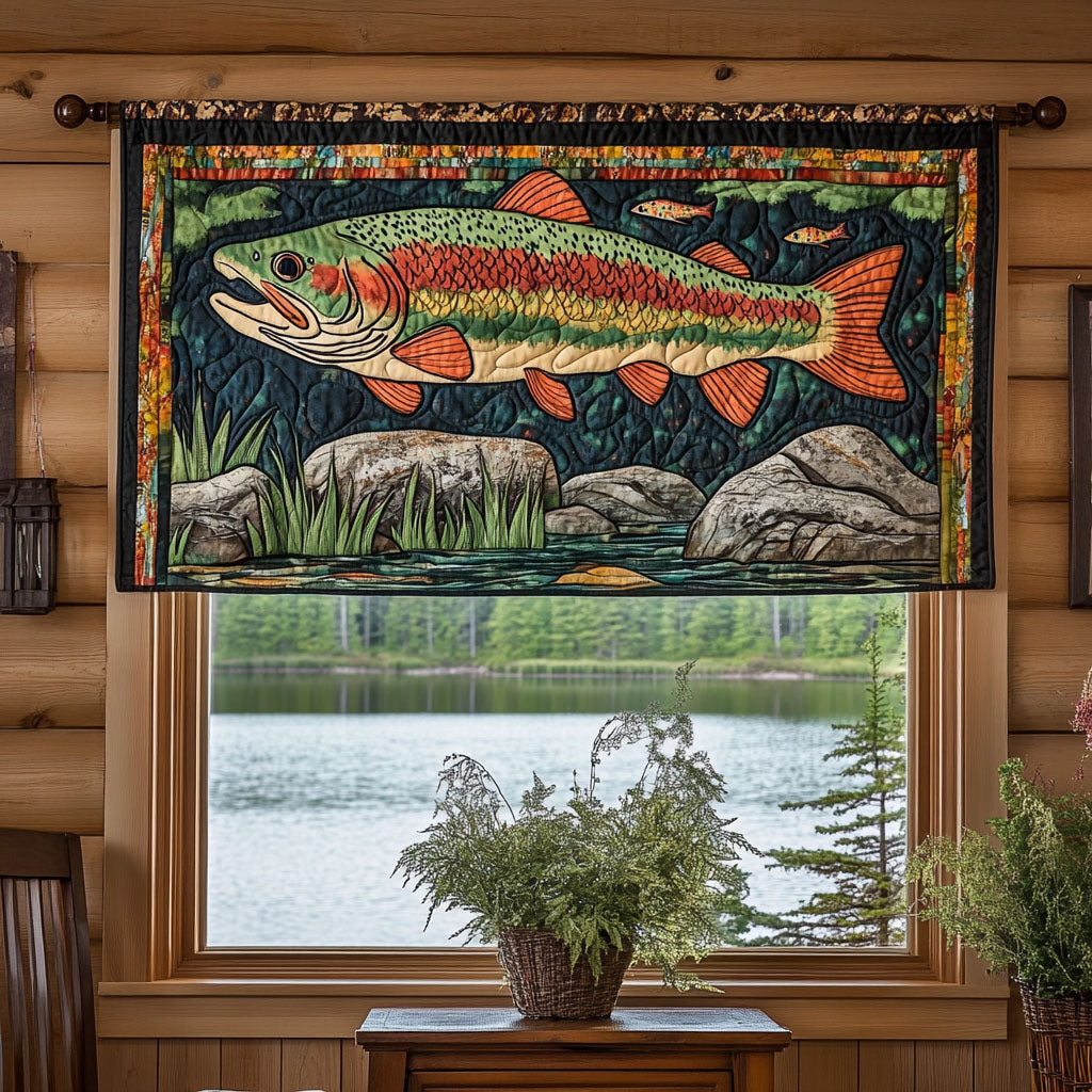 Fishing Lodge Retreat Quilted Valance Home Decor Items Father'S Day Gifts For Fisherman