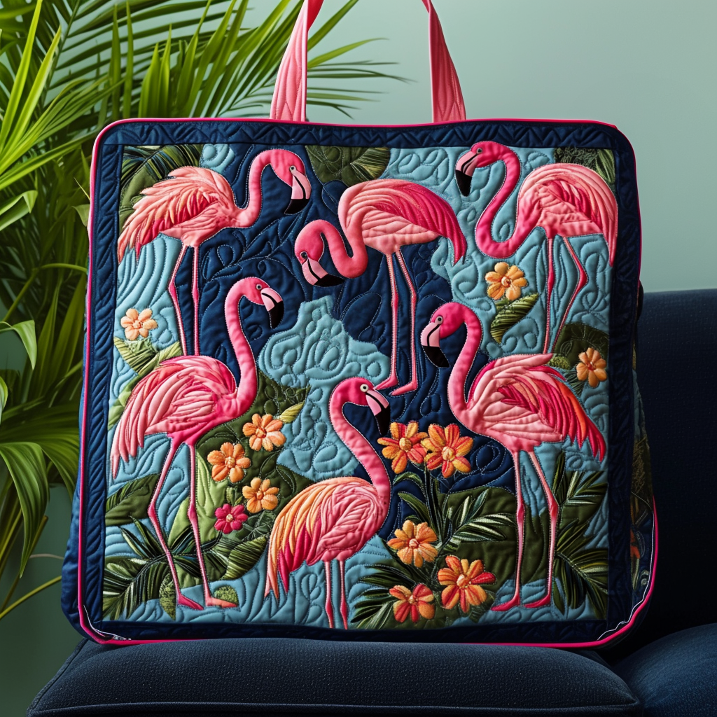 Flamingo Paradise Quilted Tote Bag Best Mom Tote Bag Cute Flamingo Stuff